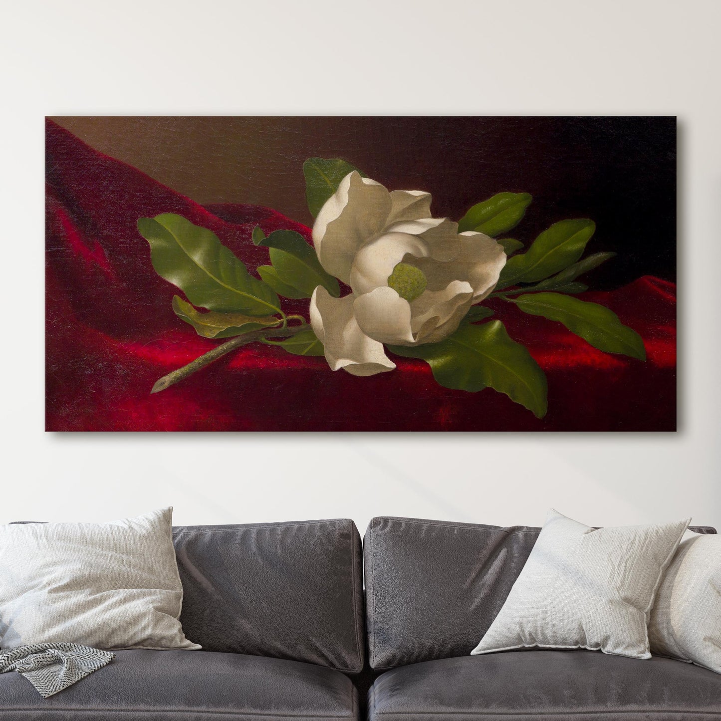 A Magnolia On Red Velvet by Martin Johnson Heade