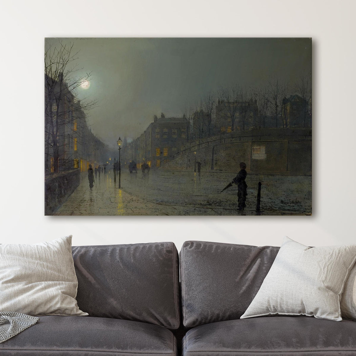 View of Heath Street by Night - John Atkinson Grimshaw