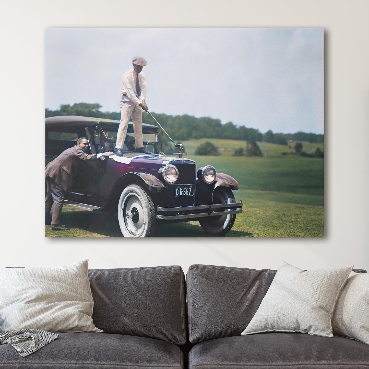 Golfing On Top Of A Car Vintage Golf