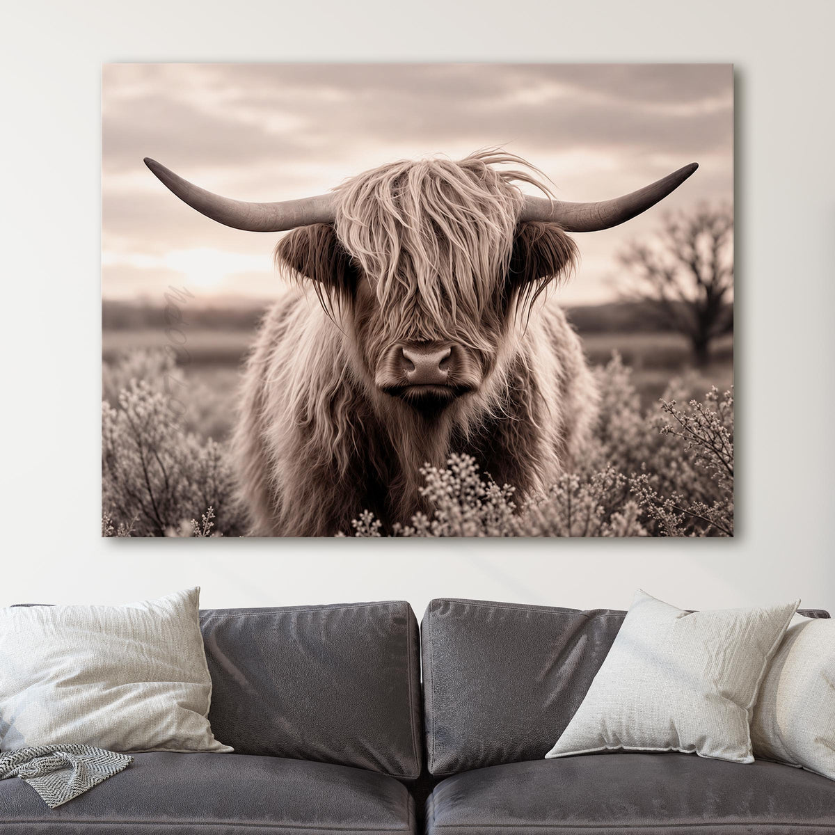 Sepia Highland Cow