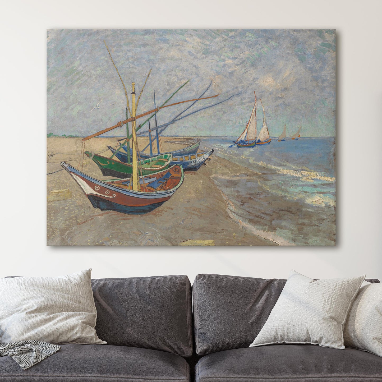 Fishing Boats on the Beach at Saintes-Maries-de-la-Mer by Van Gogh