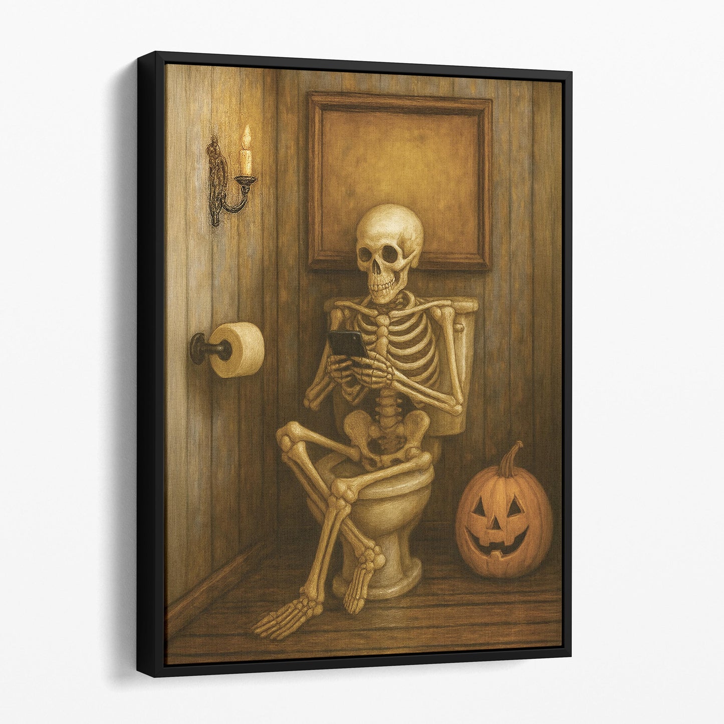 Skeleton On The Phone On The Toilet