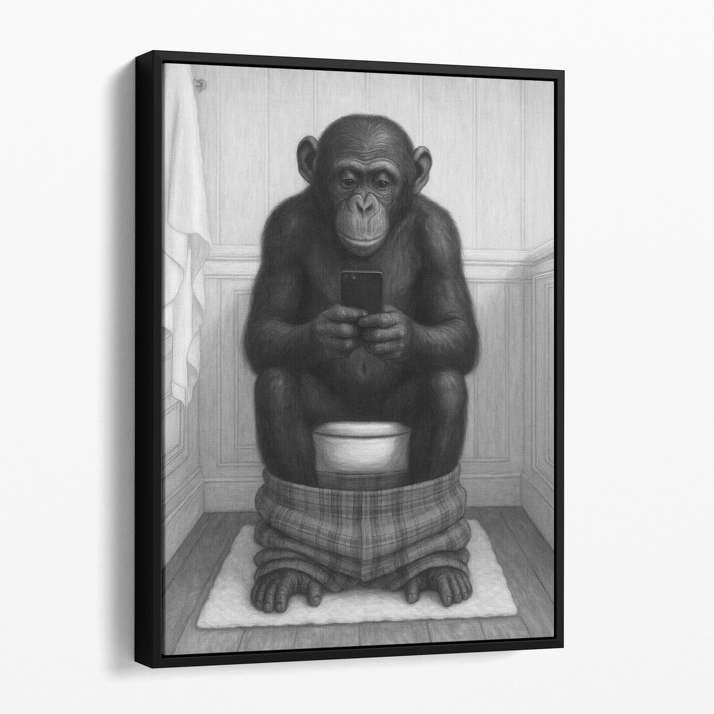 Monkey On The Phone On The Toilet