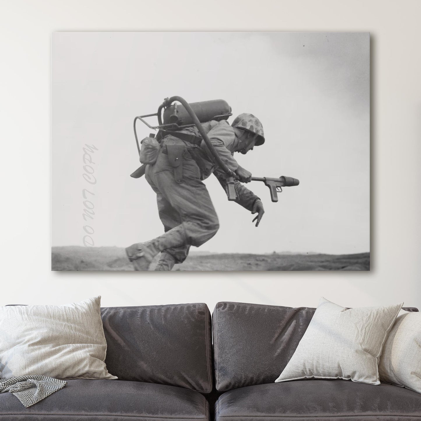 A U.S. Marine With Flamethrower in Iwo Jima, World War Two