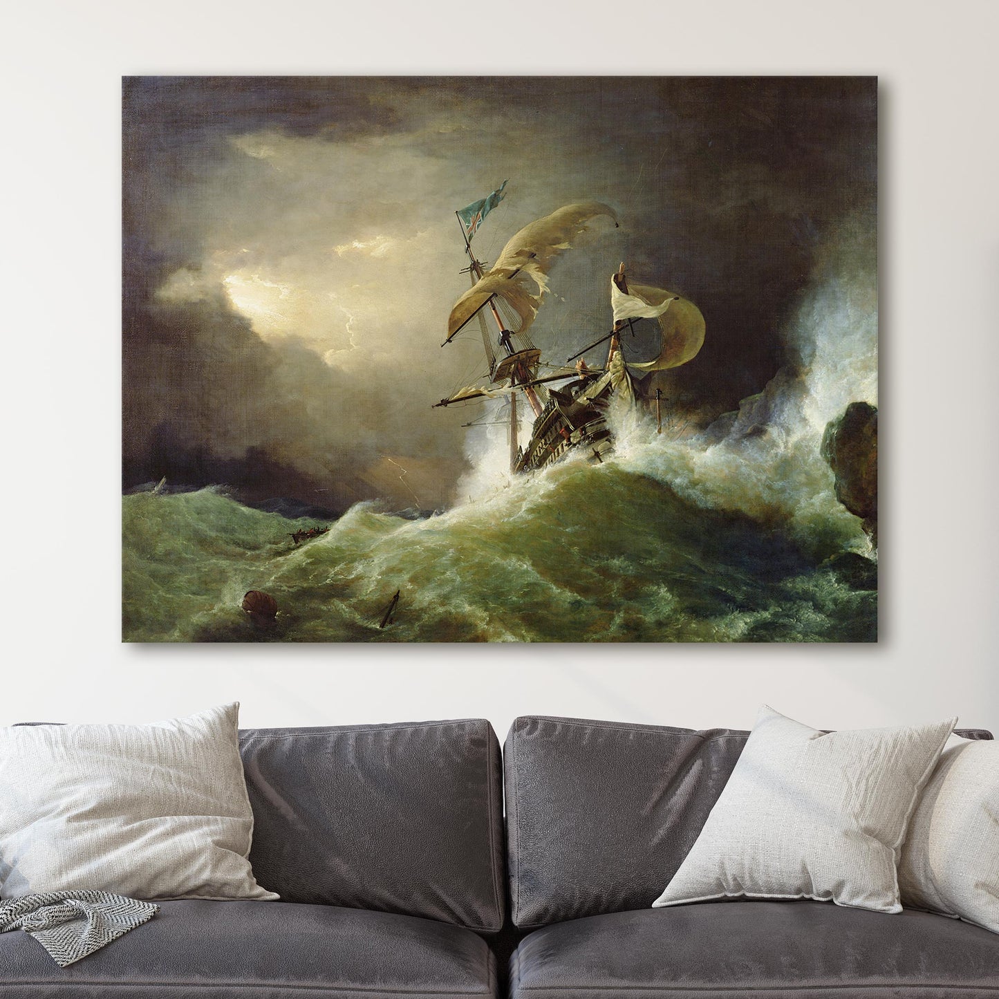 A First Rate Man-of-War Driven Onto a Reef of Rocks