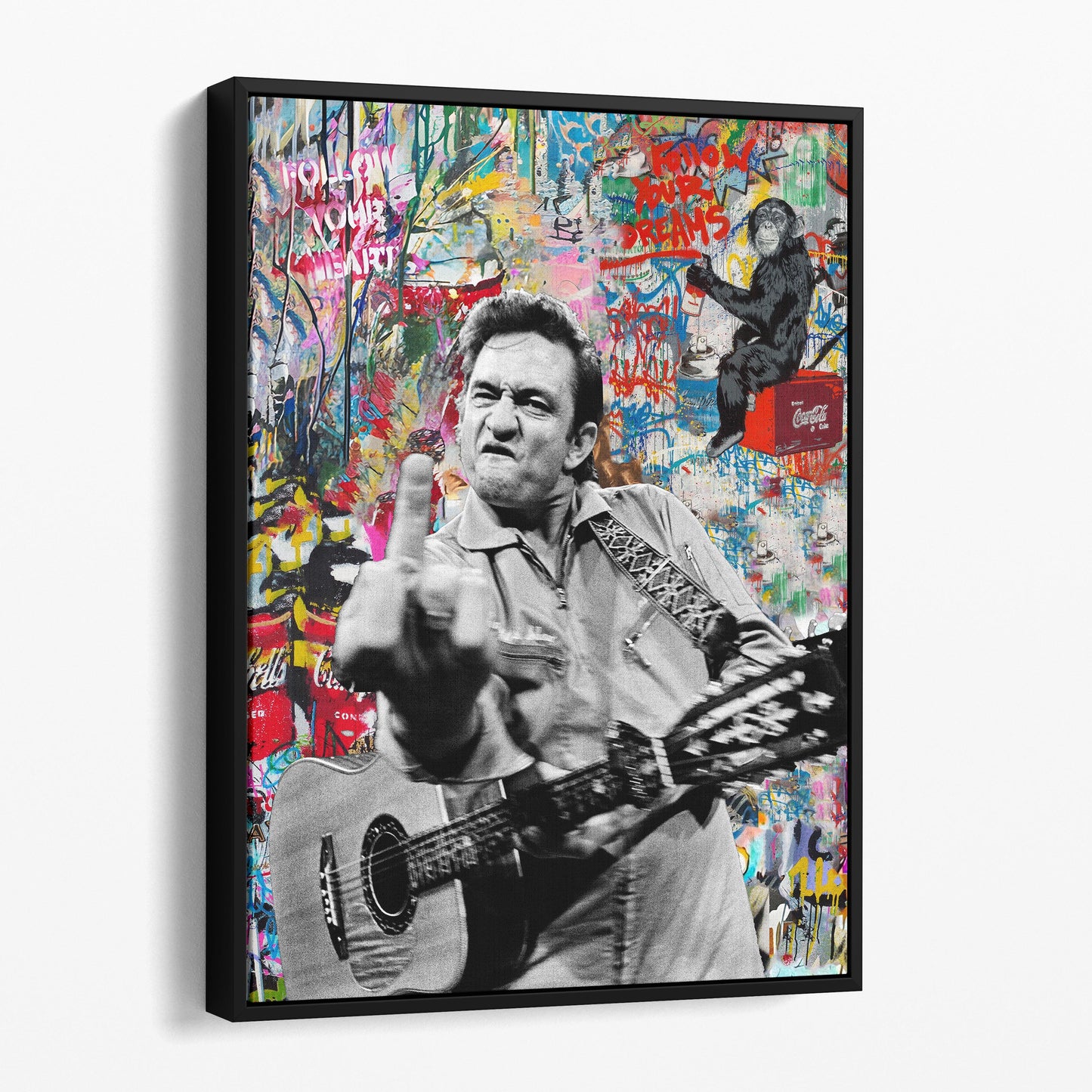 Johnny Cash Middle Finger Banksy