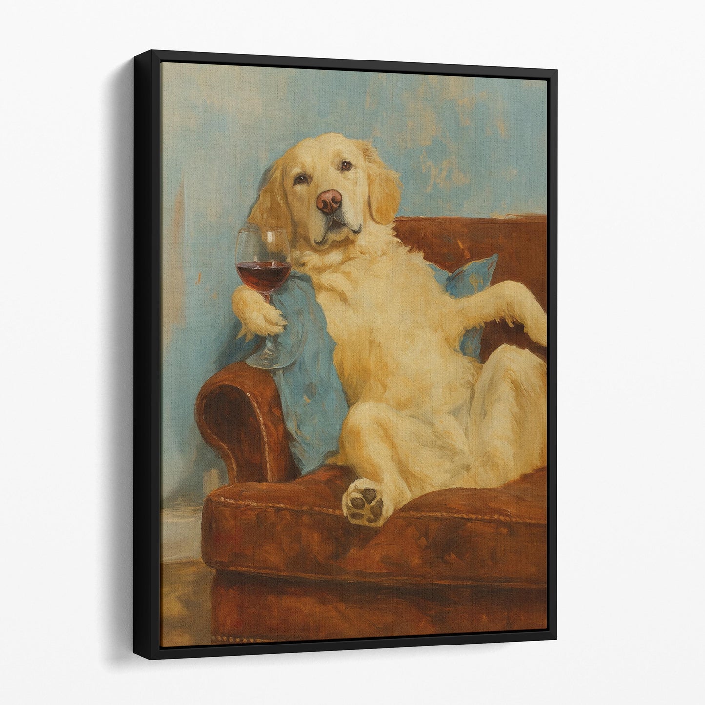 Golden Retriever Dog With A Glass Of Wine