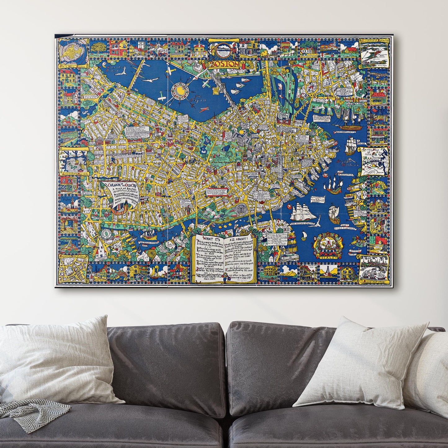 Vintage Map of Boston