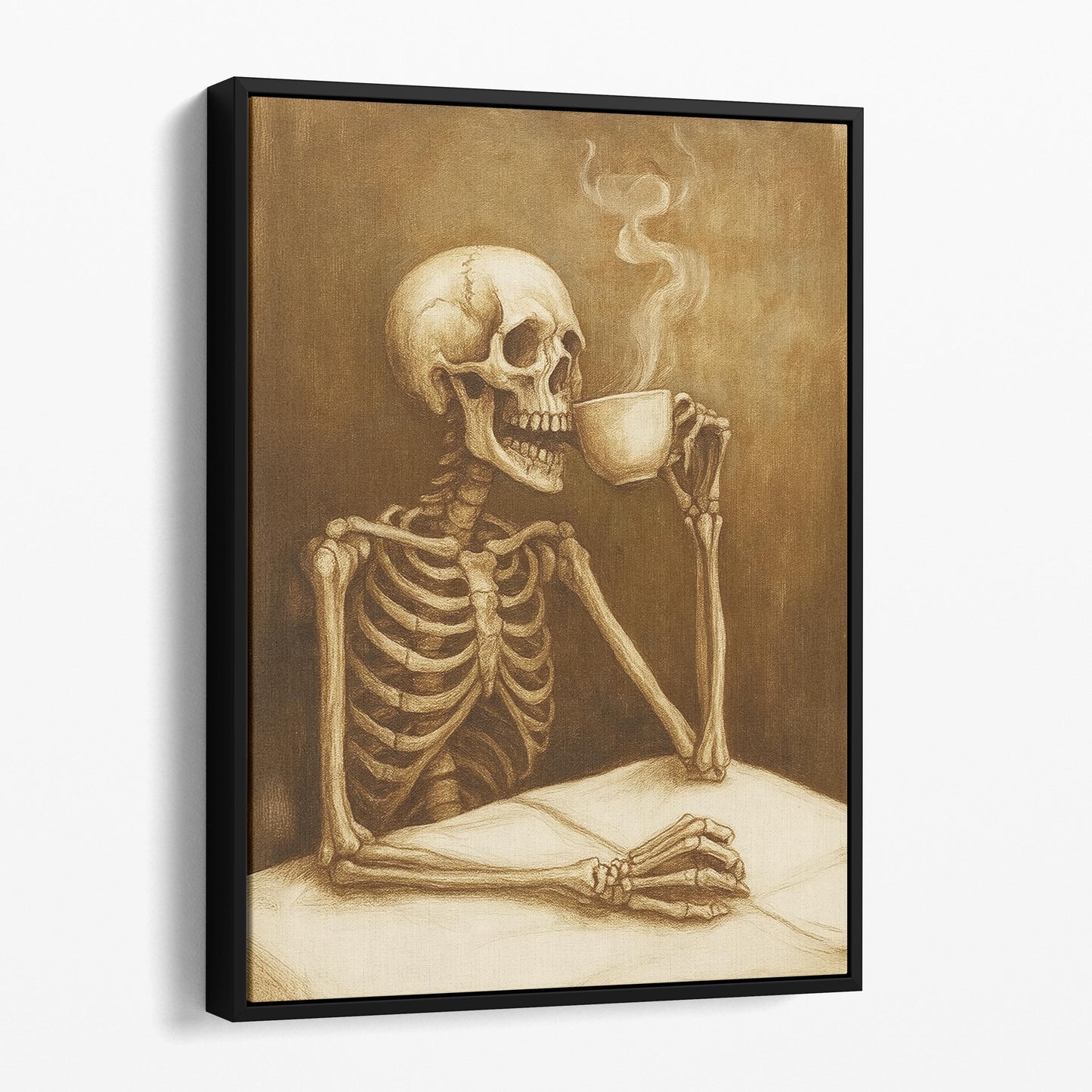 Skeleton Drinking A Coffee