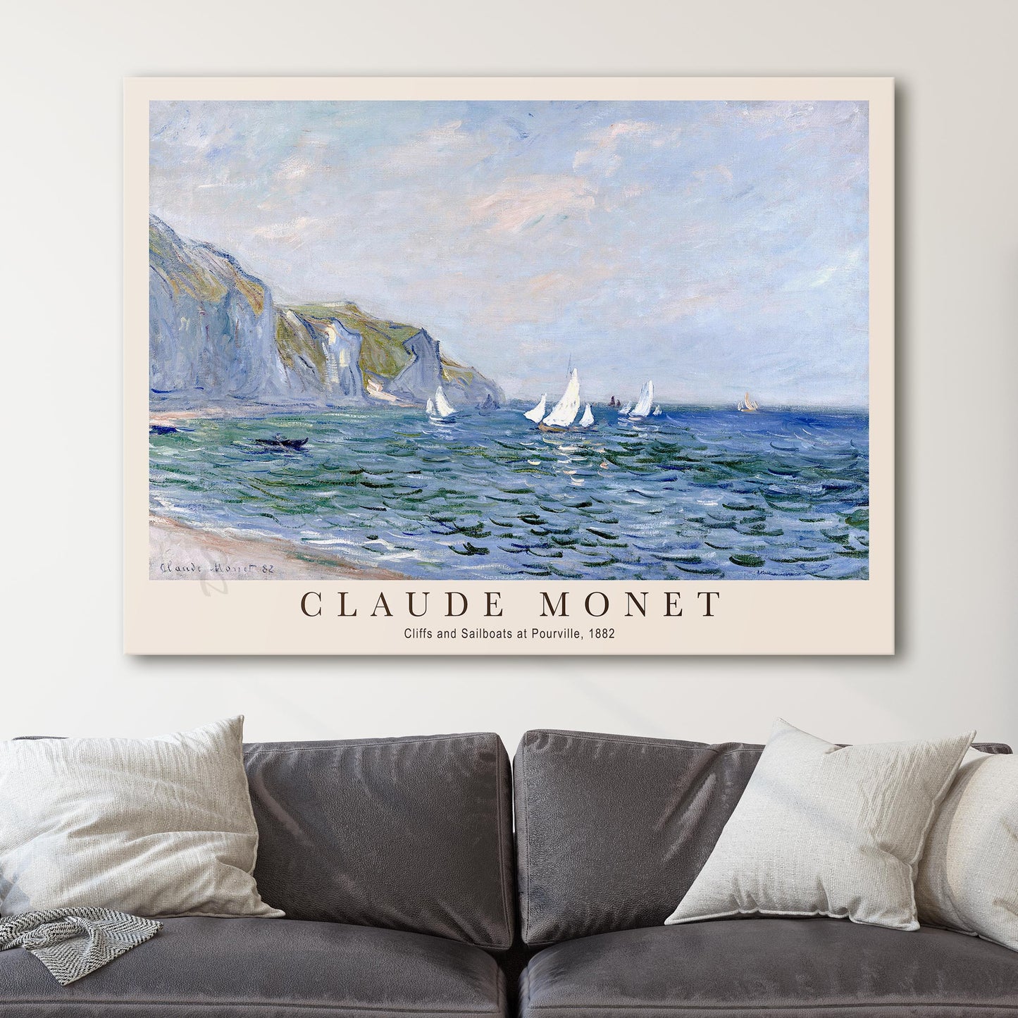 Claude Monet - Cliffs and Sailboats at Pourville