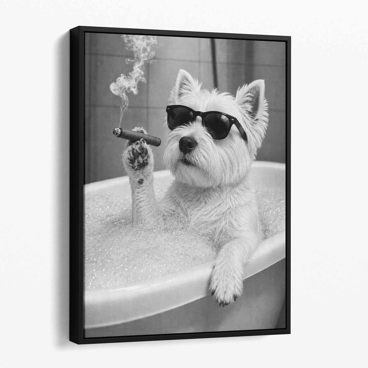 West Highland White Terrier Dog Bathtub Cigar