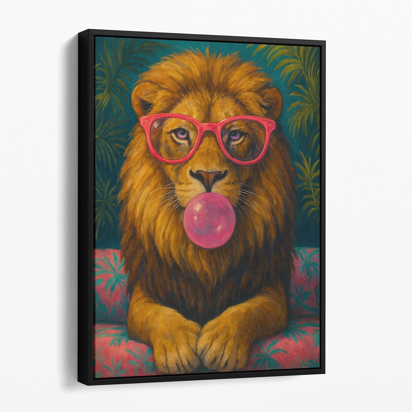 Lion Pink Sunglasses Blowing Bubble Gum