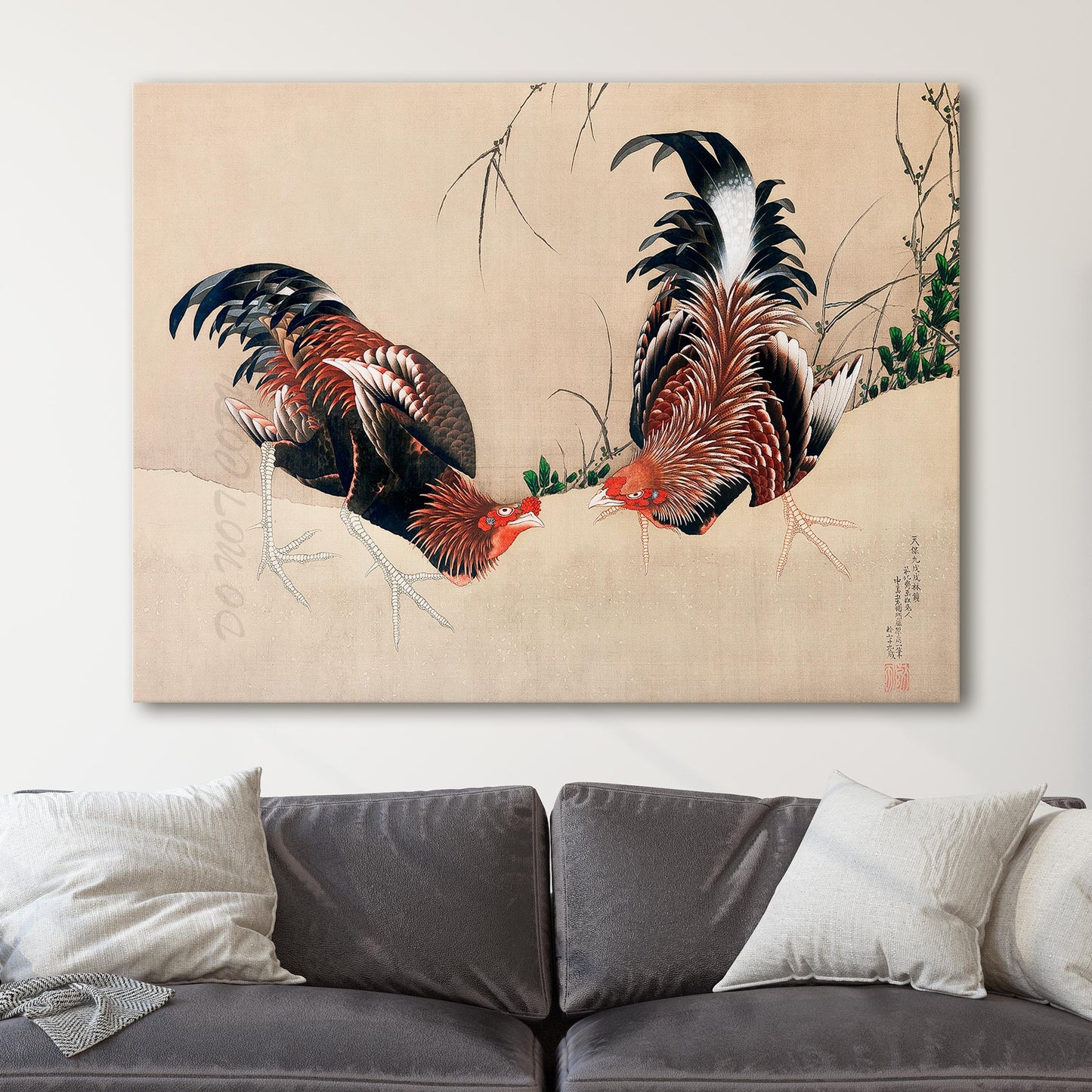 Gamecocks 1838 by Hokusai