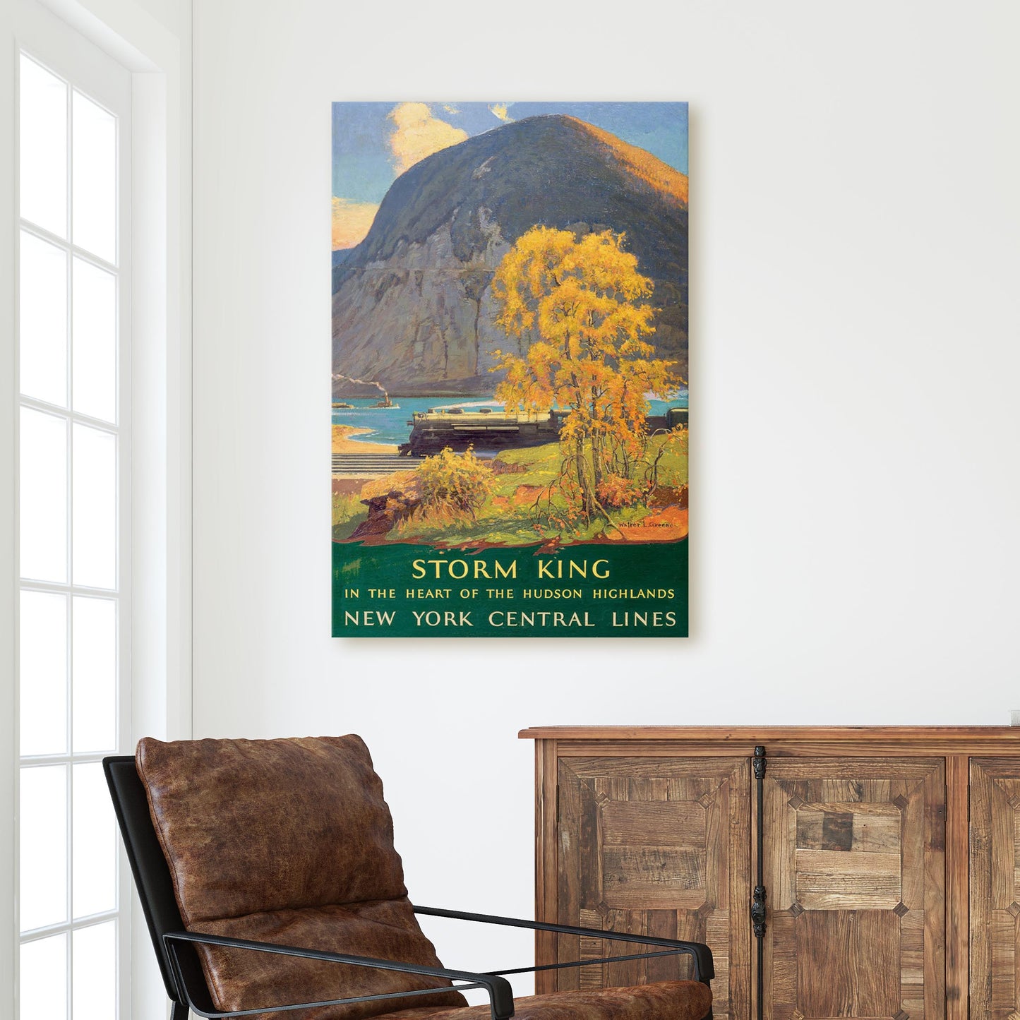 New York Hudson River Train Storm King Highlands Vintage Poster