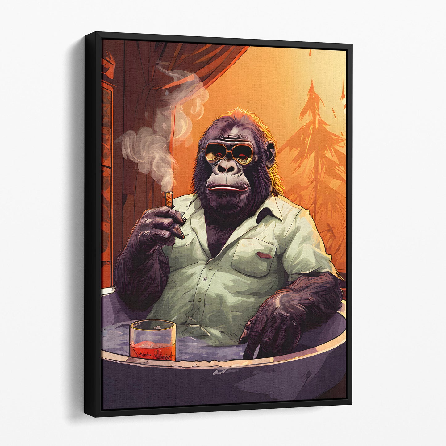 Gorilla Smoking A Cigar In The Bathtub