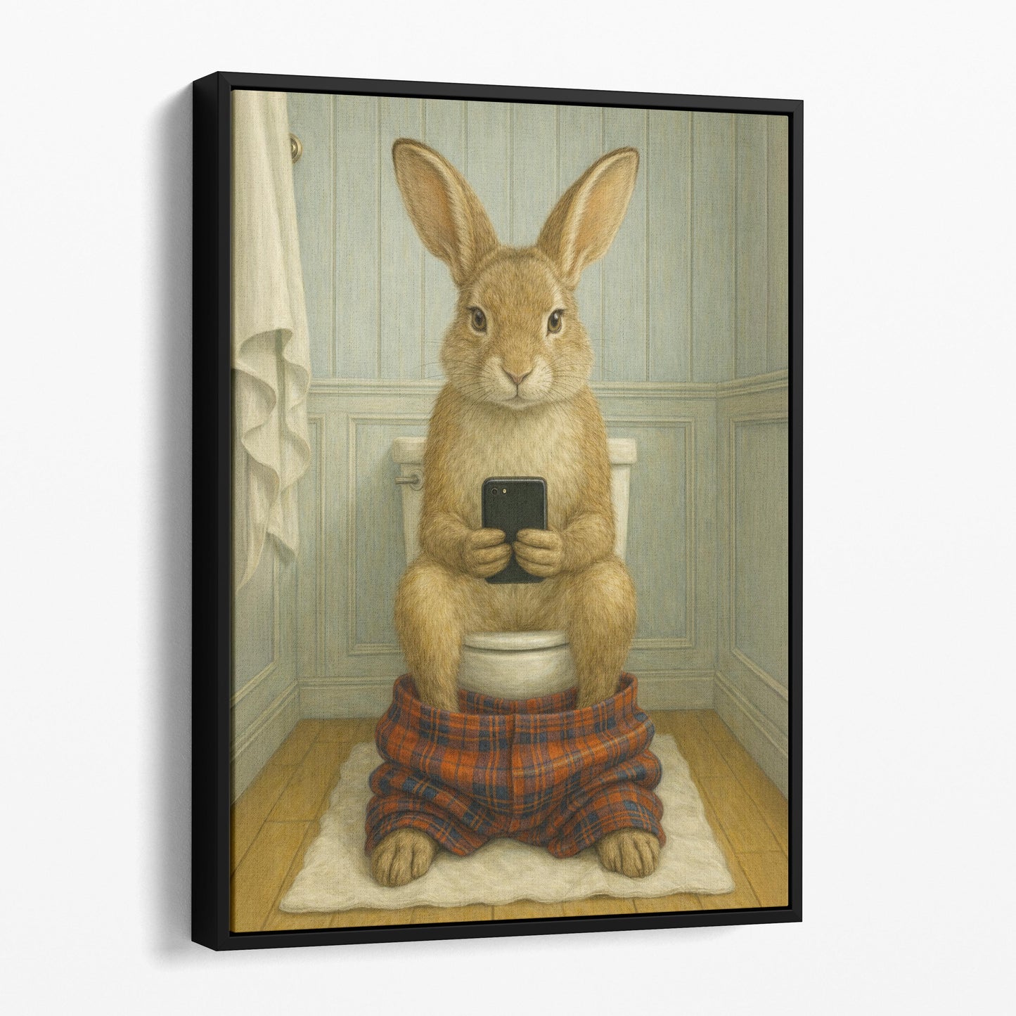 Bunny Rabbit On The Phone On The Toilet