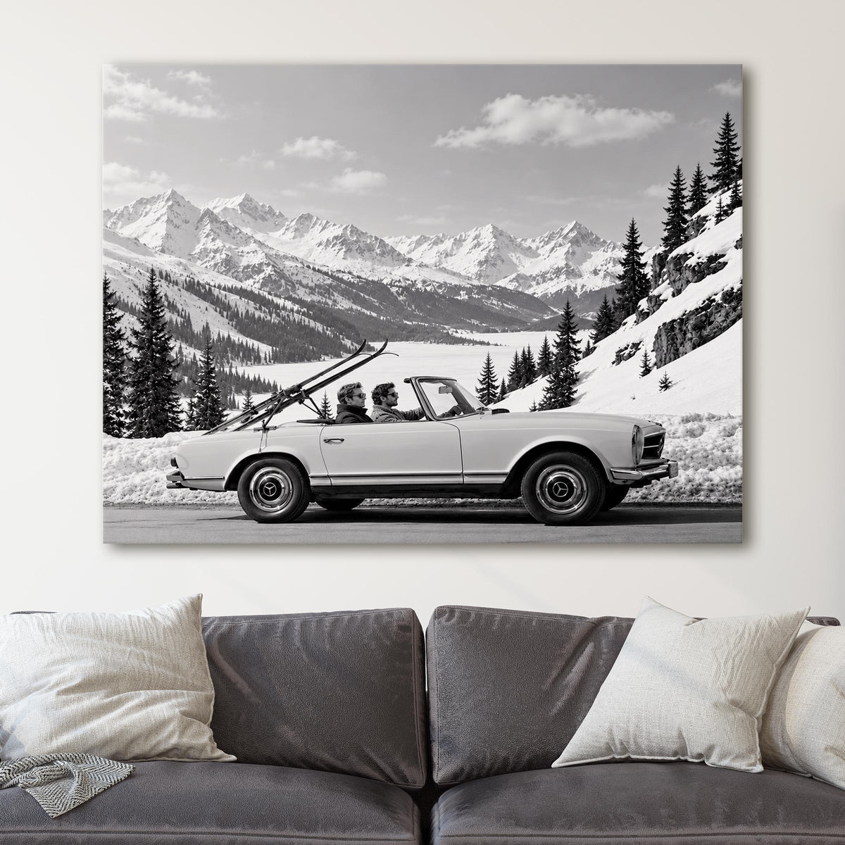 Vintage Ski Photo Mercedes Benz