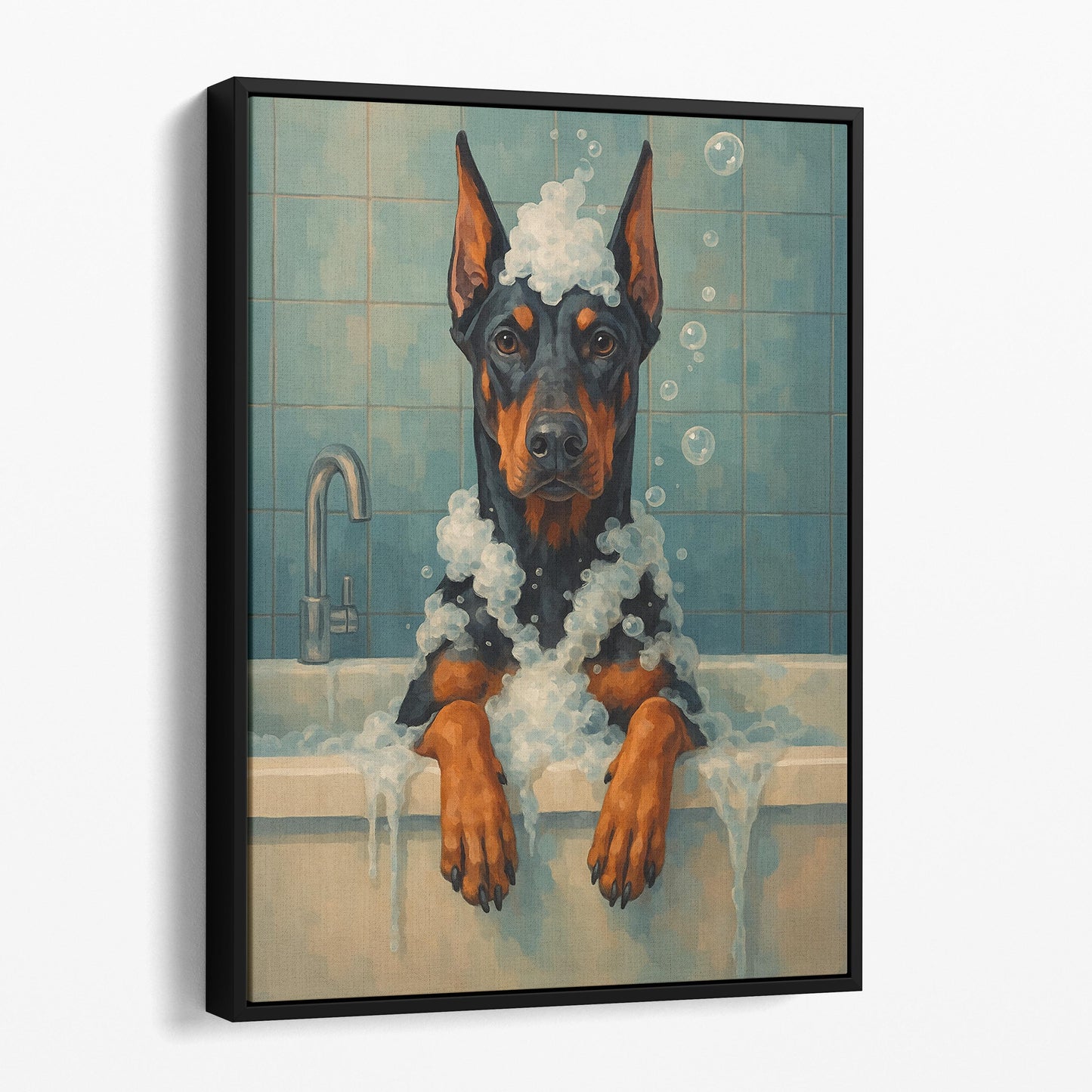 Dobermann Dog Bathtub Bubble Bath