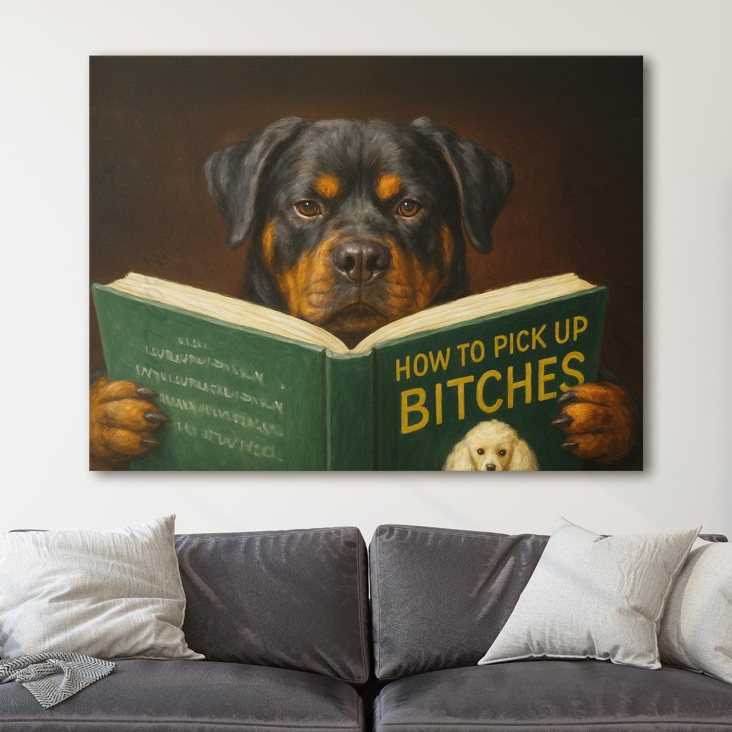 Rottweiler Dog Reading Dating Book