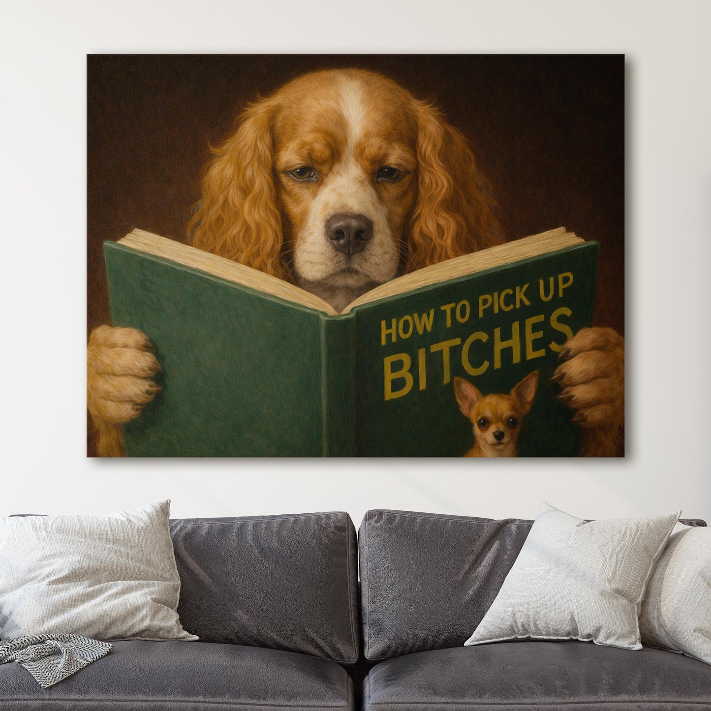 Cocker Spaniel Dog Reading Dating Book