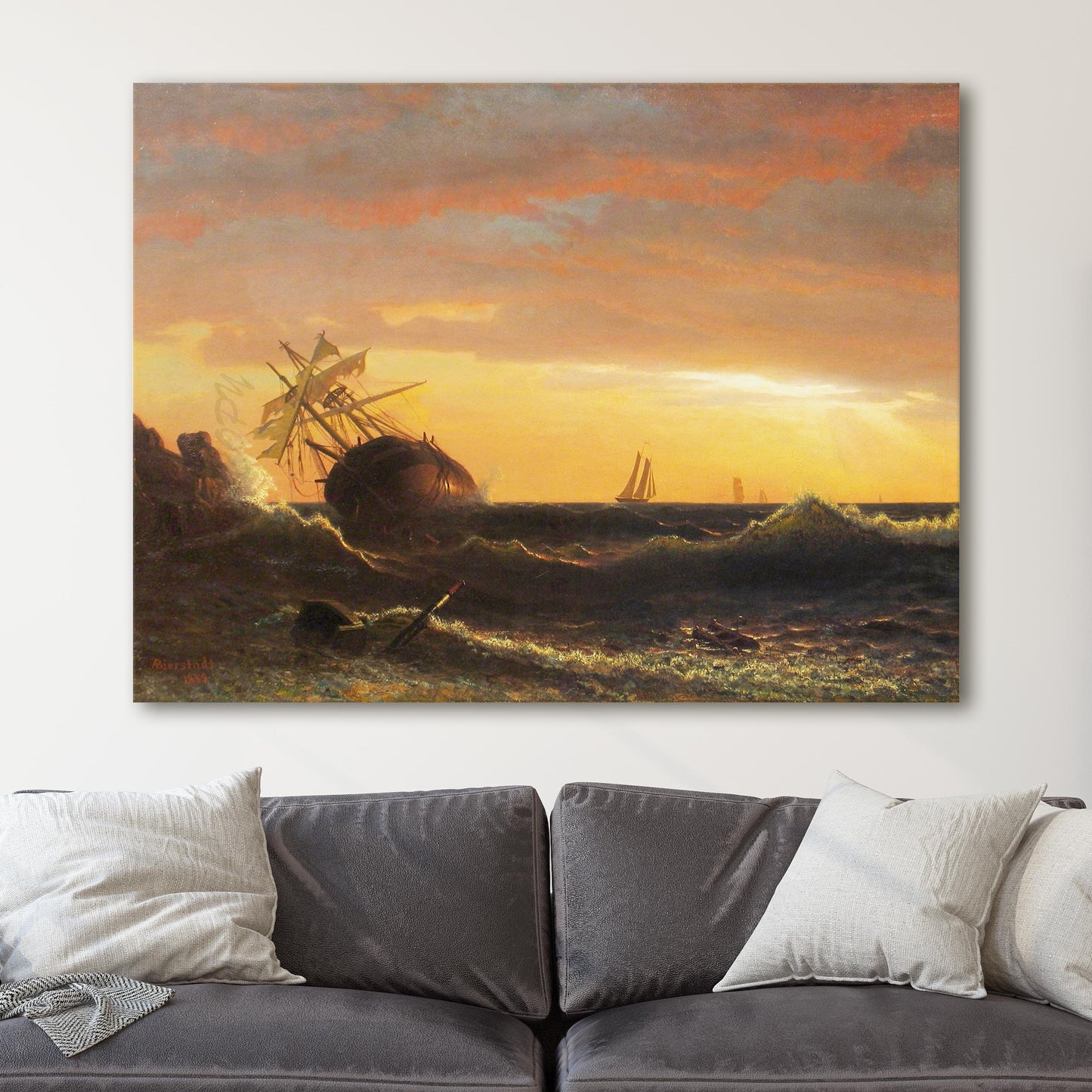 Beached Ship 1859 by Albert Bierstadt