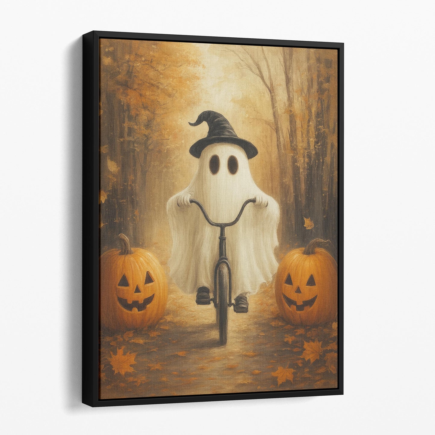Ghost Riding A Bicycle With Pumpkins