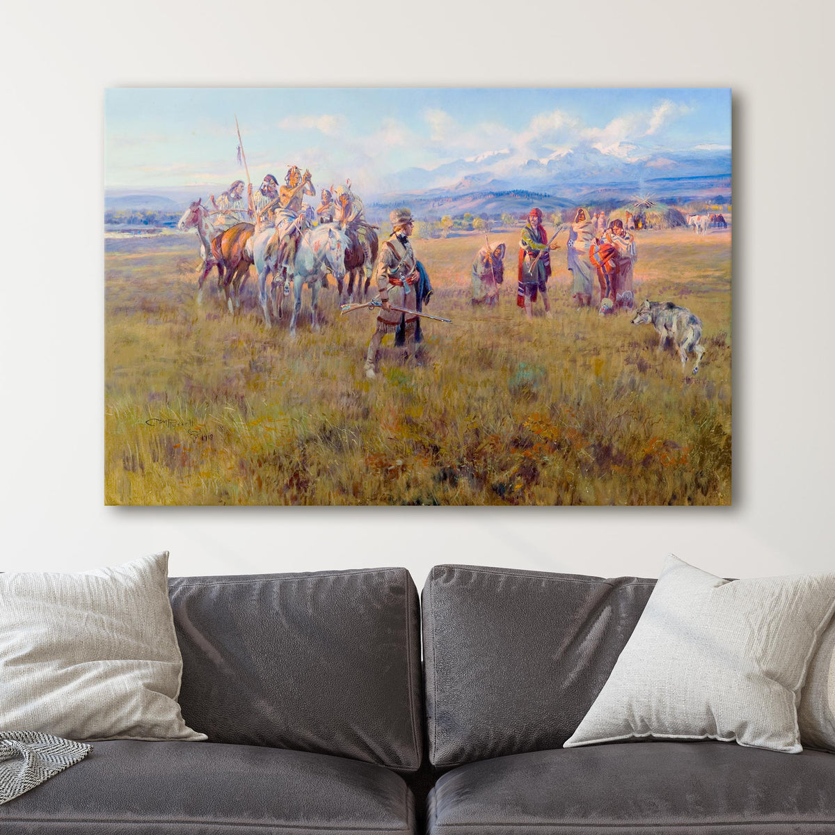 Lewis and Clark Reach Shoshone Camp Led by Sacajawea - Charles M Russell