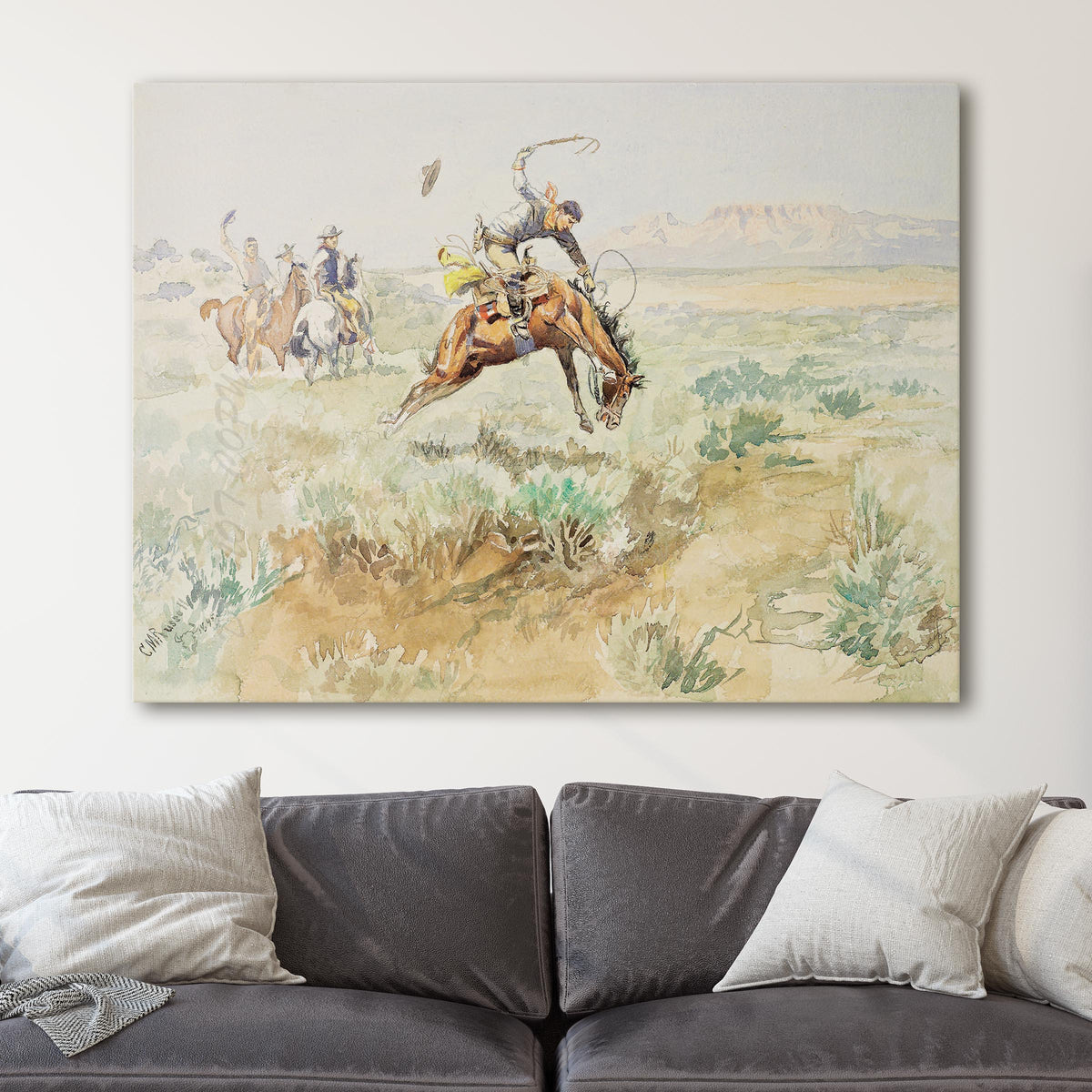 Busting Bronco - Charles M Russell