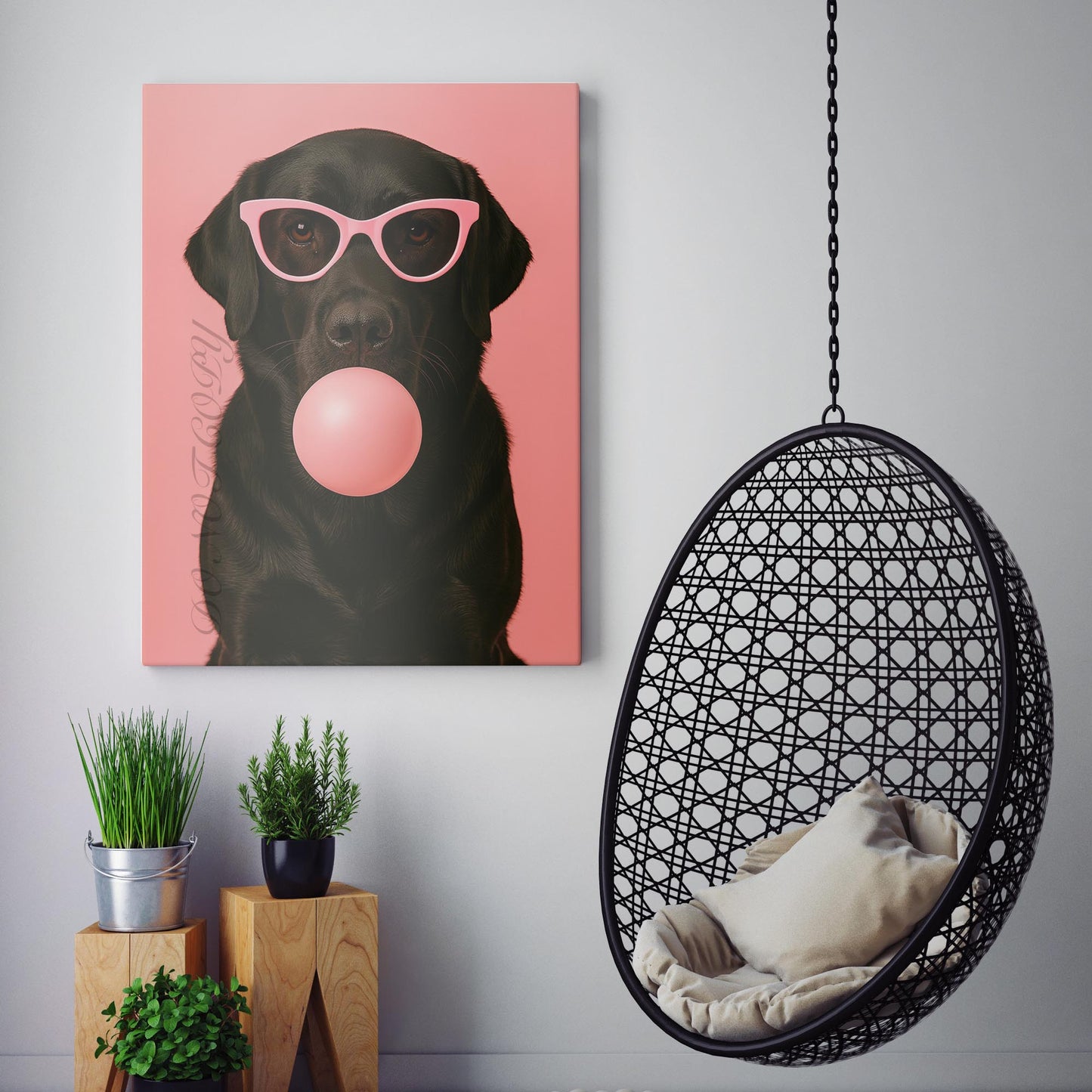 Black Labrador Dog Pink Bubble Gum Sunglasses