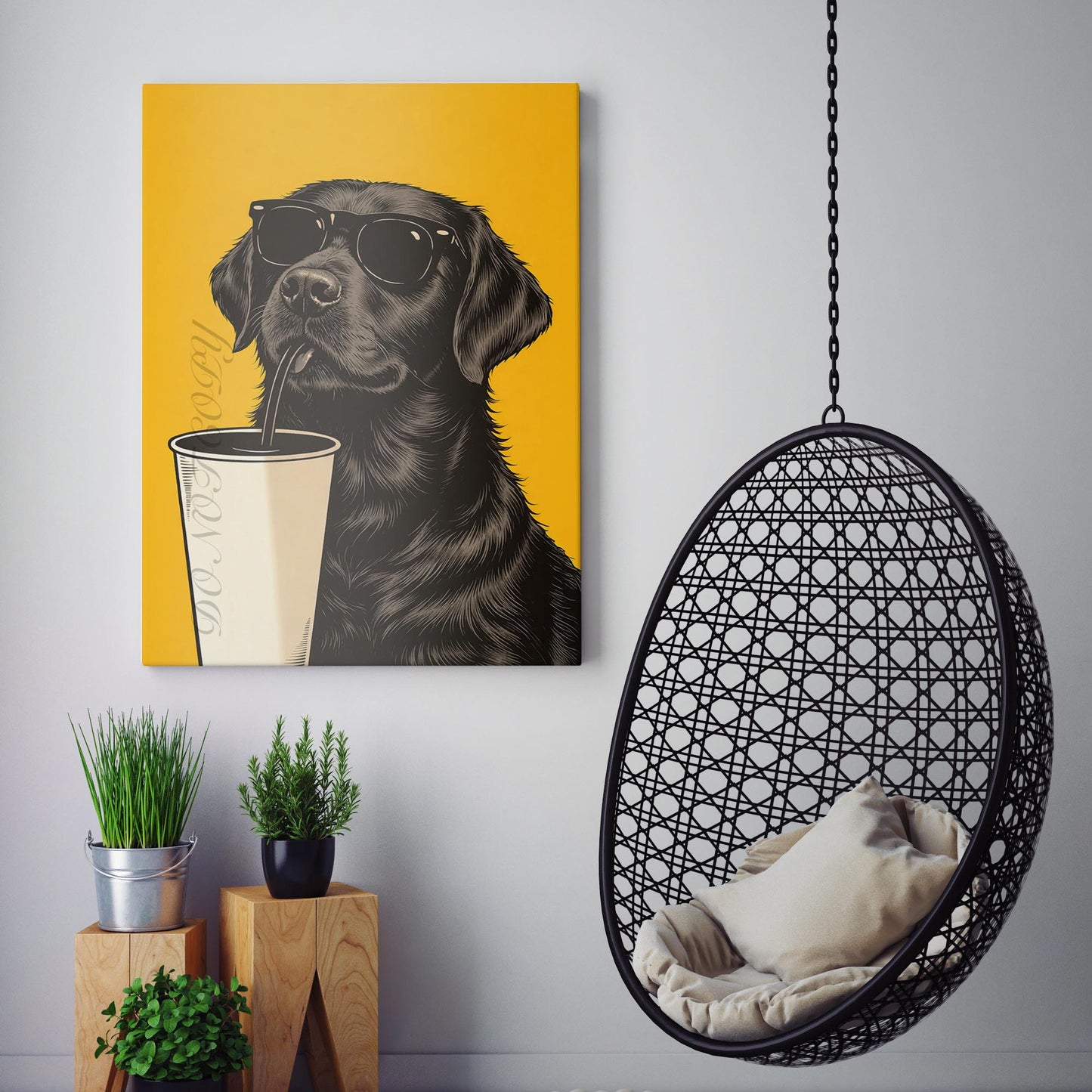 Black Labrador Retriever Retro Dog