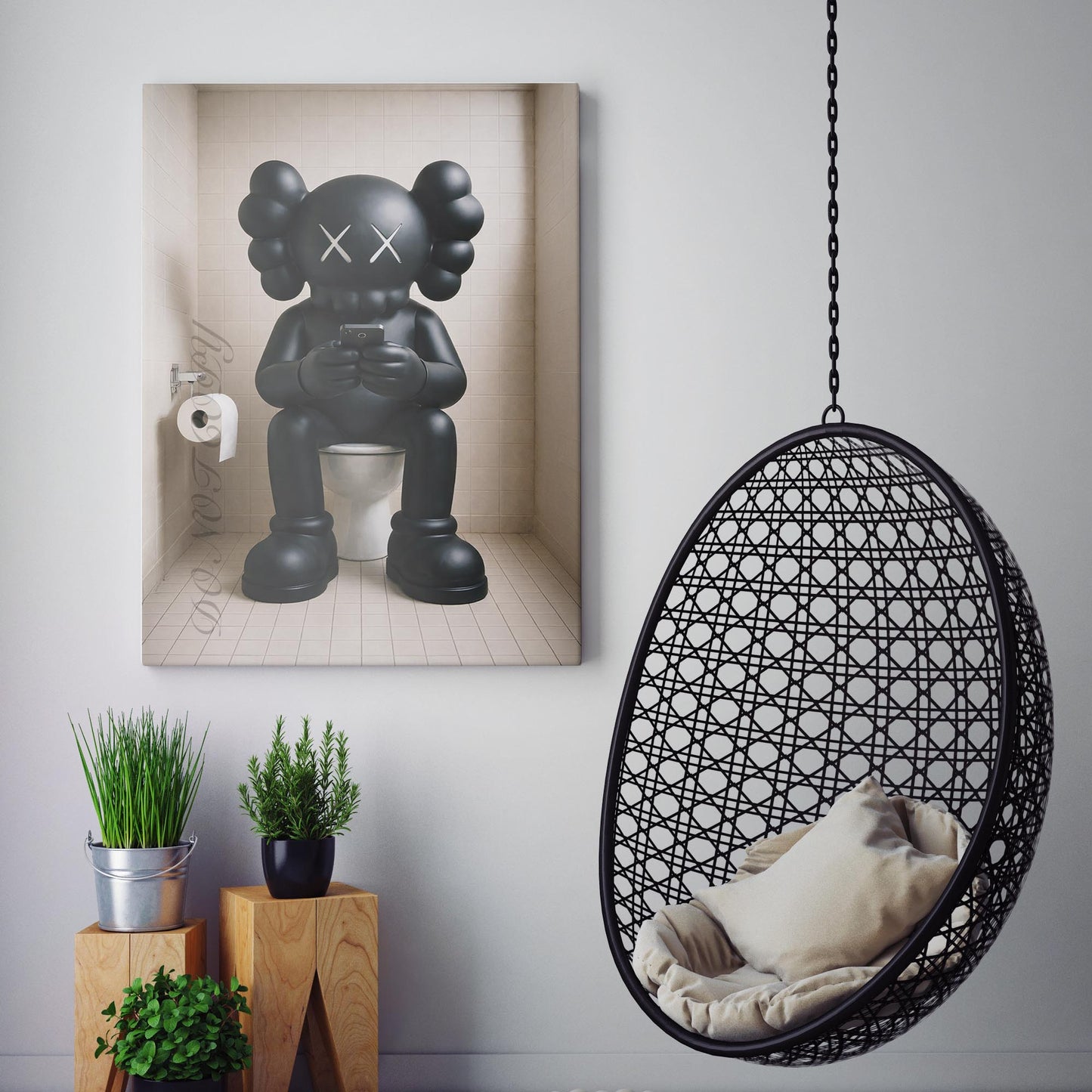 Kaws On The Phone On The Toilet