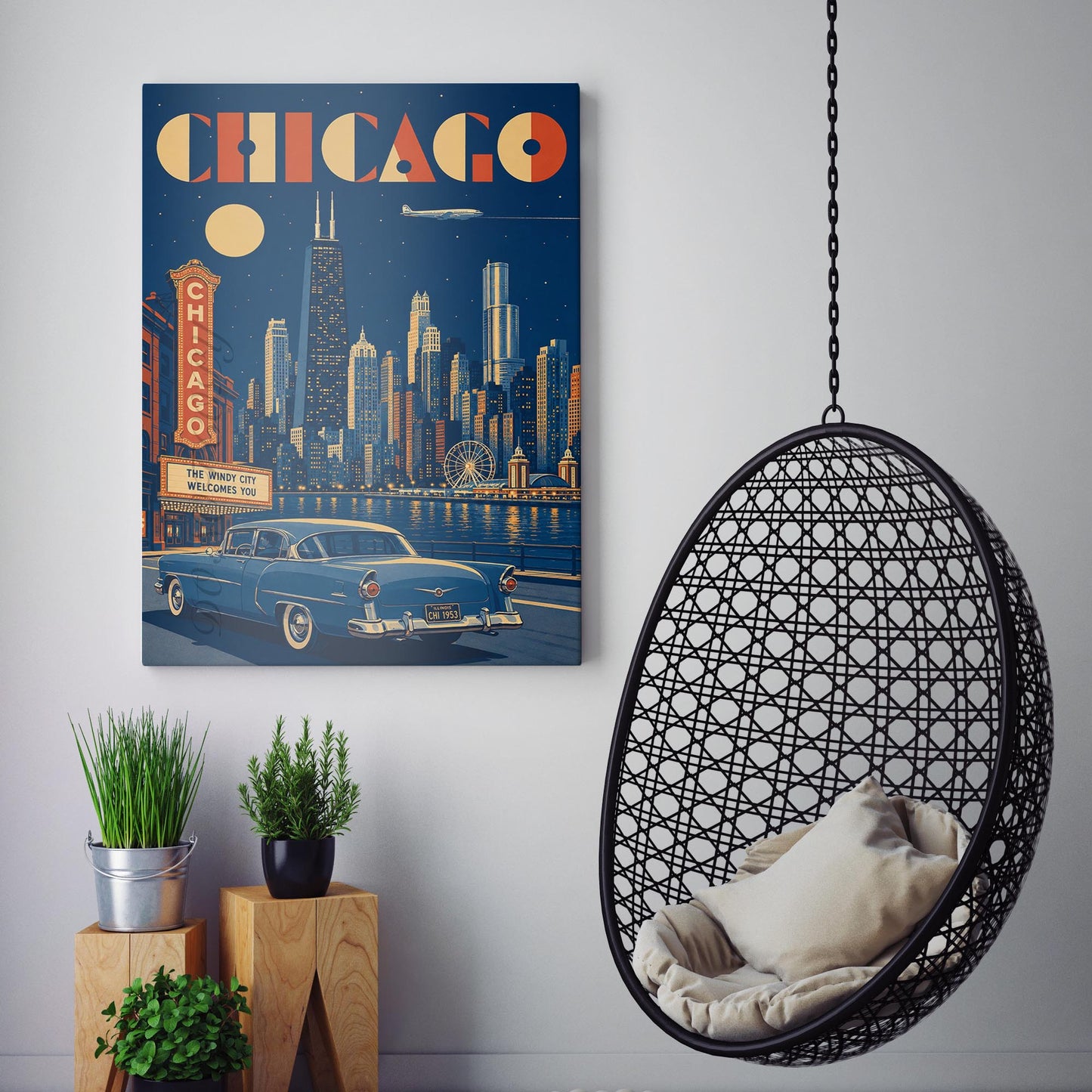 Chicago Vintage Travel Poster