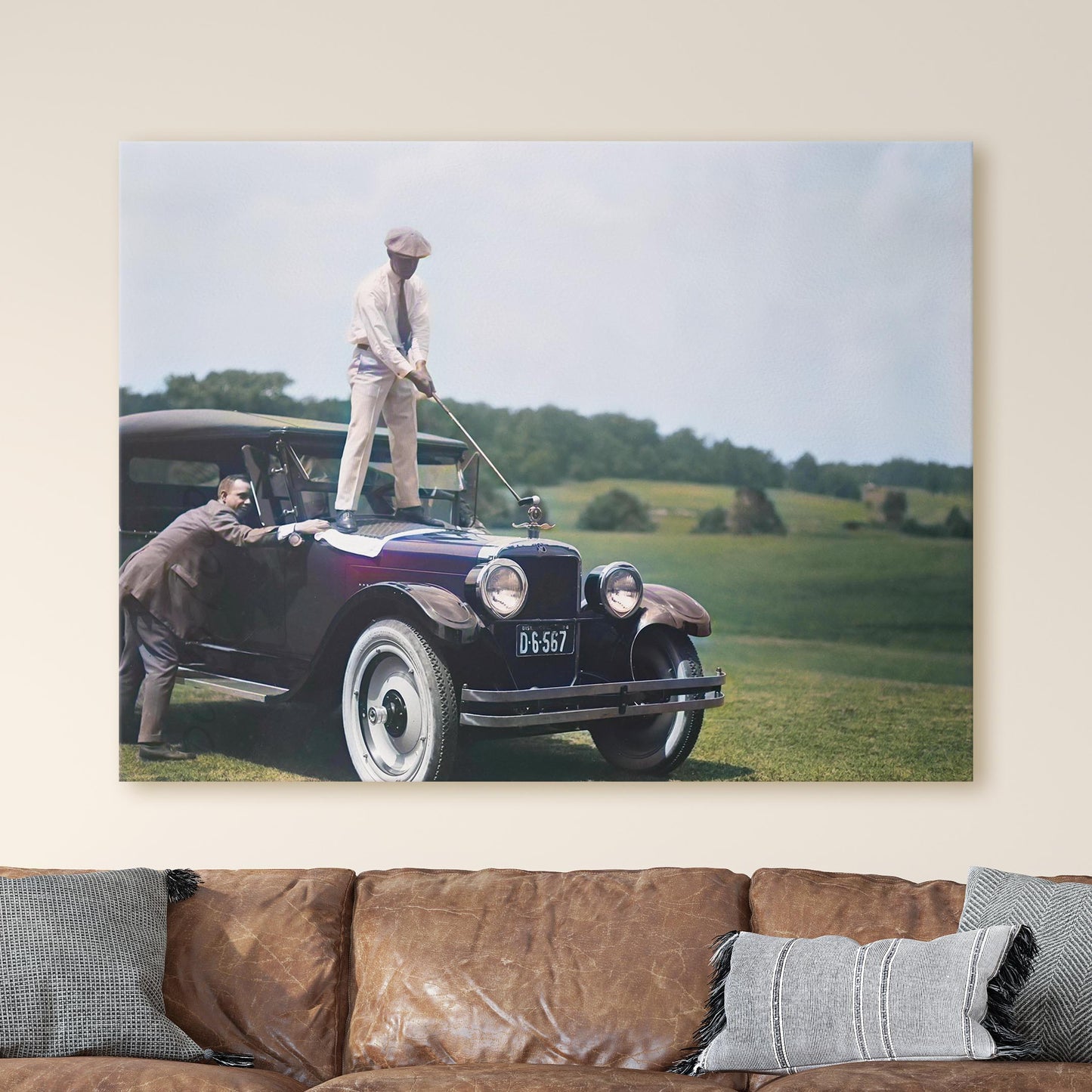Golfing On Top Of A Car Vintage Golf