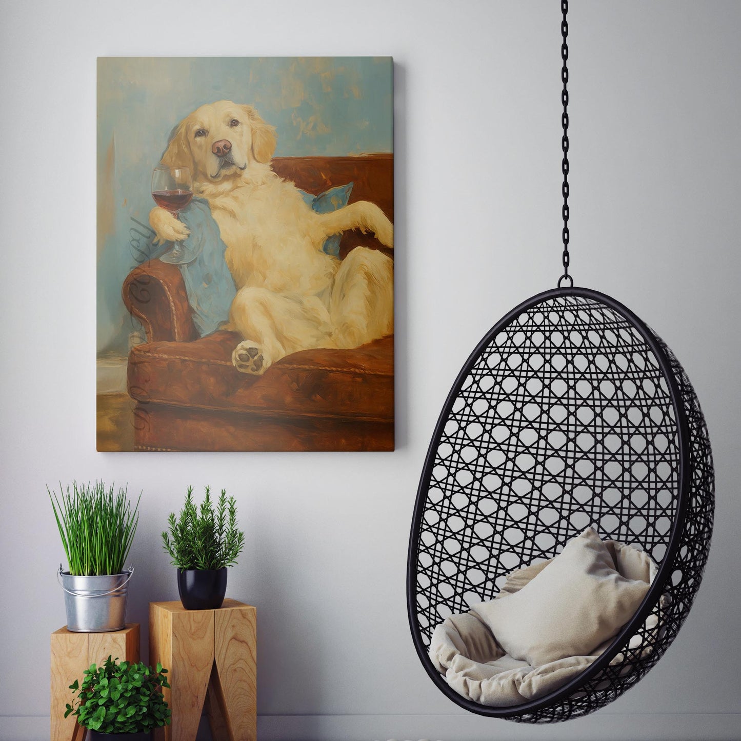 Golden Retriever Dog With A Glass Of Wine