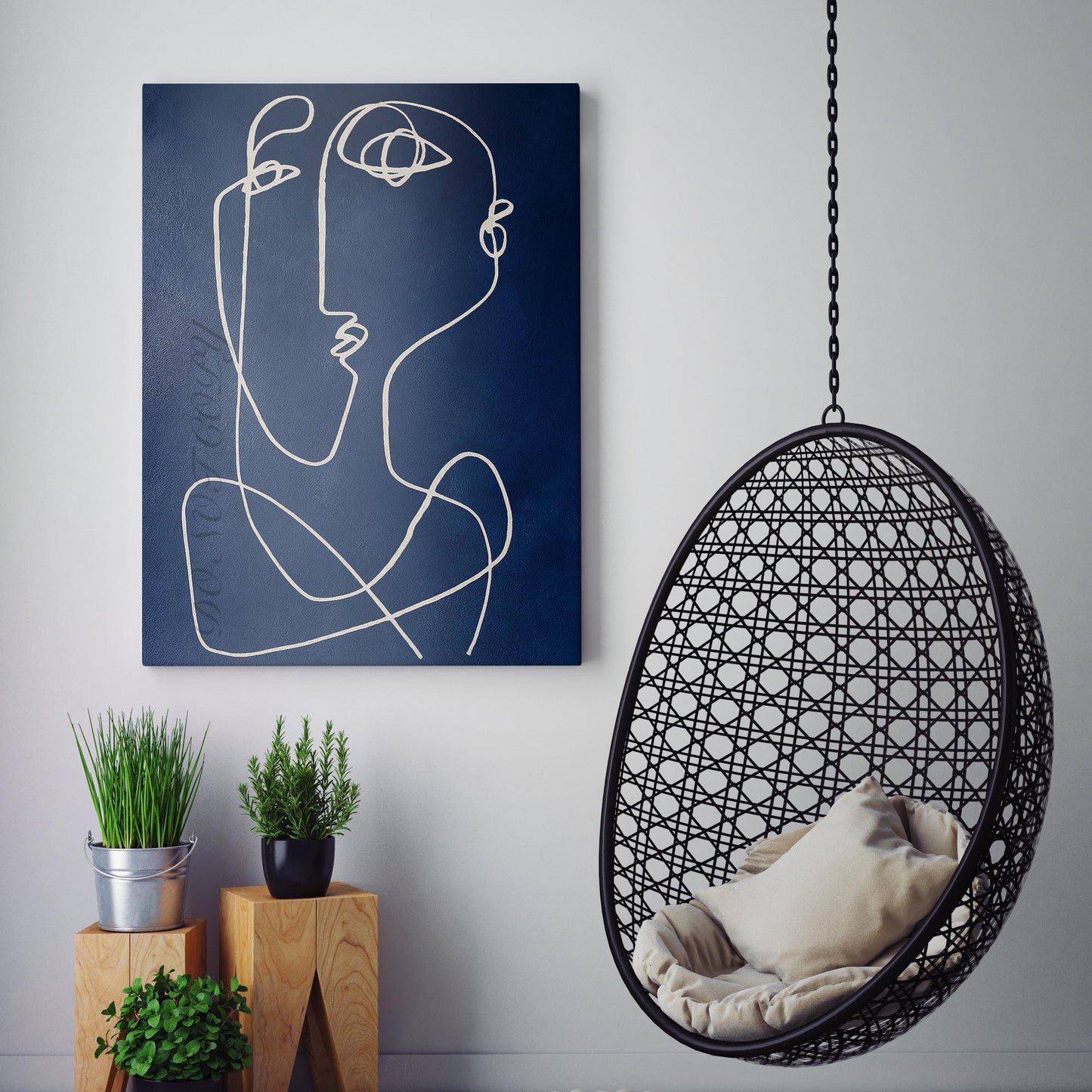 Woman Picasso Style Line Art