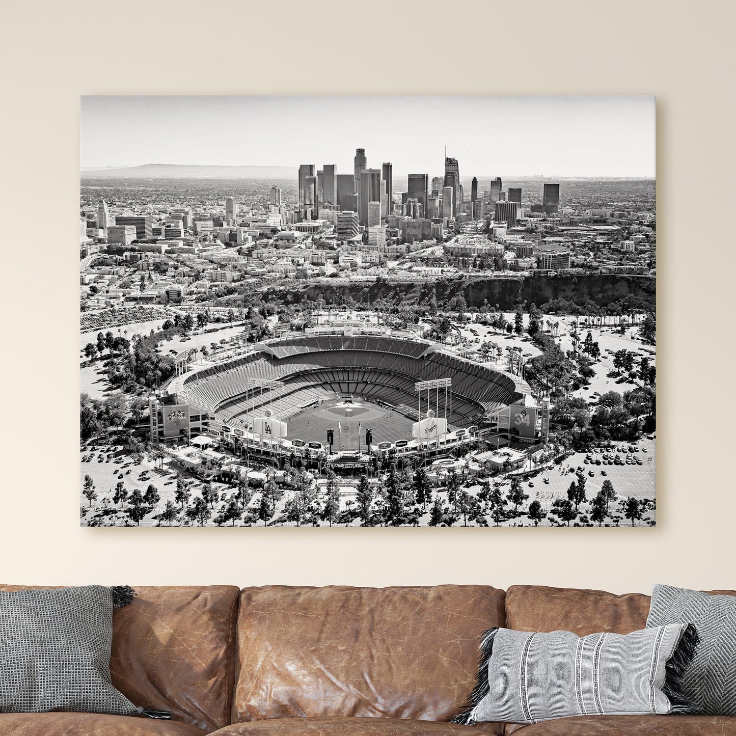 Dodger Stadium and Los Angeles Downtown