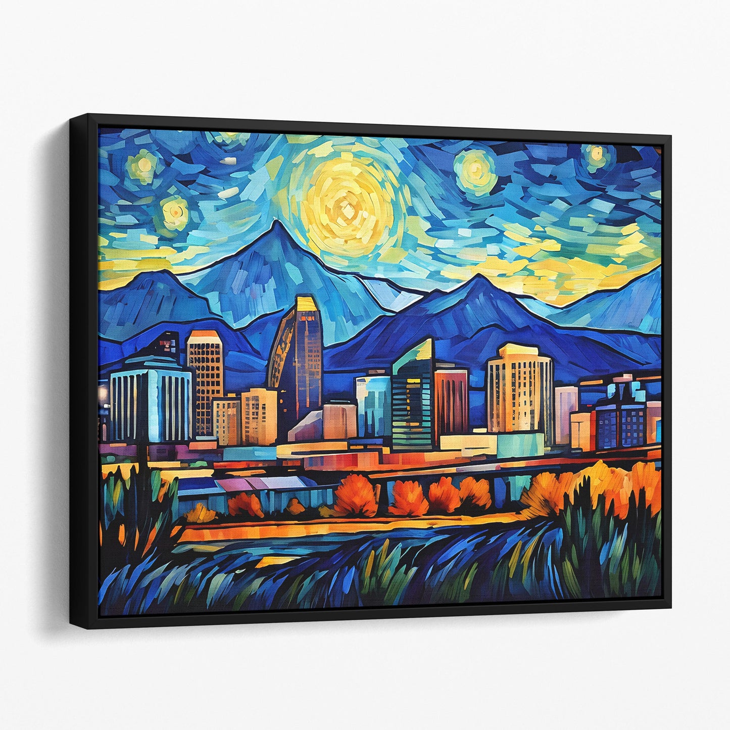 Denver Colorado Skyline Van Gogh Starry Night