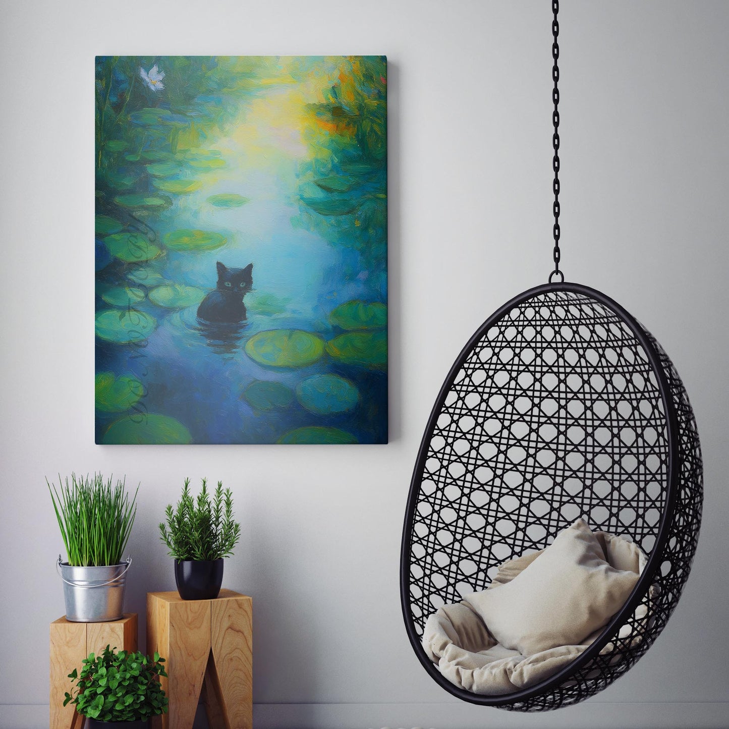 Water Lilies With Cat Claude Monet