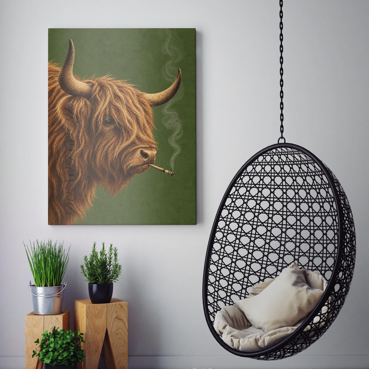 Highland Cow Smoking a Cigarette