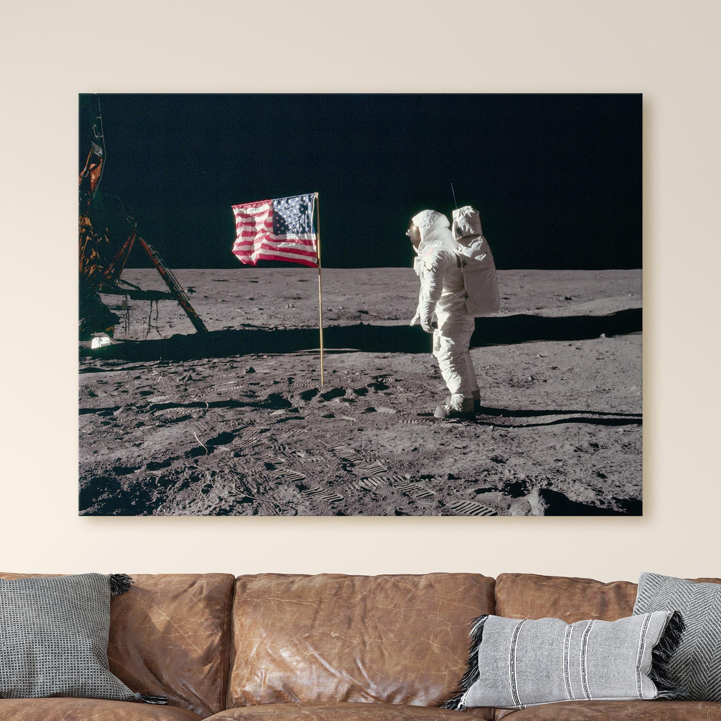 Buzz Aldrin Salutes The USA Flag On The Moon