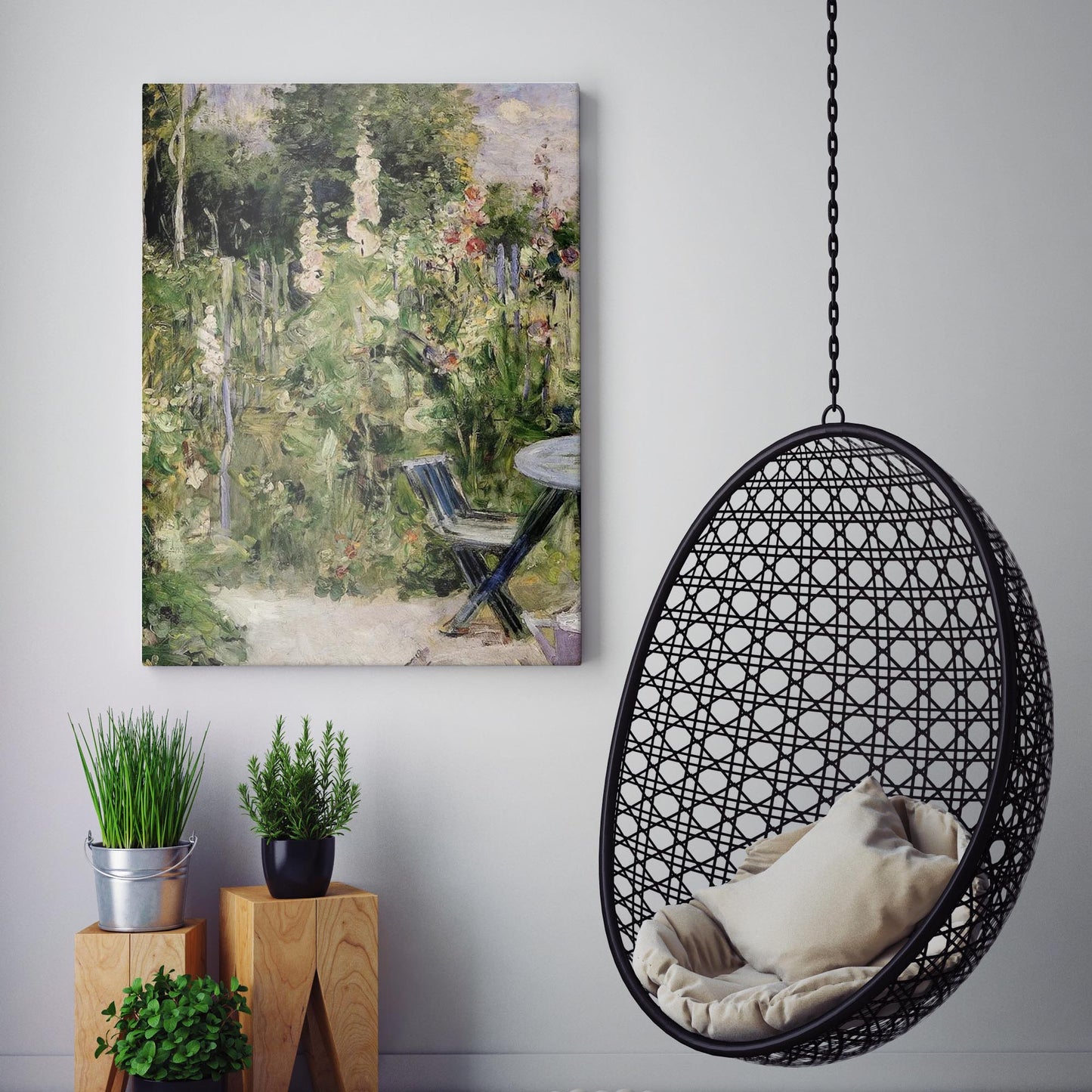 Roses Tremieres (Hollyhocks), 1884 by Berthe Morisot