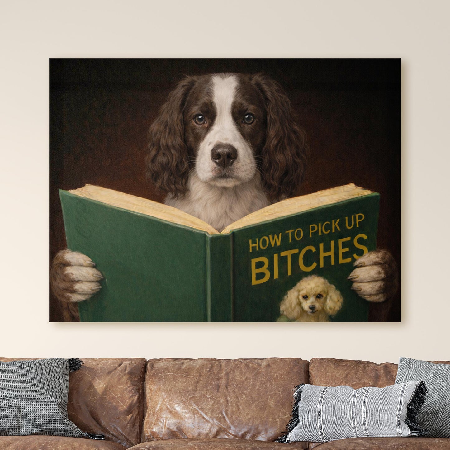 English Springer Spaniel Dog Reading Dating Book
