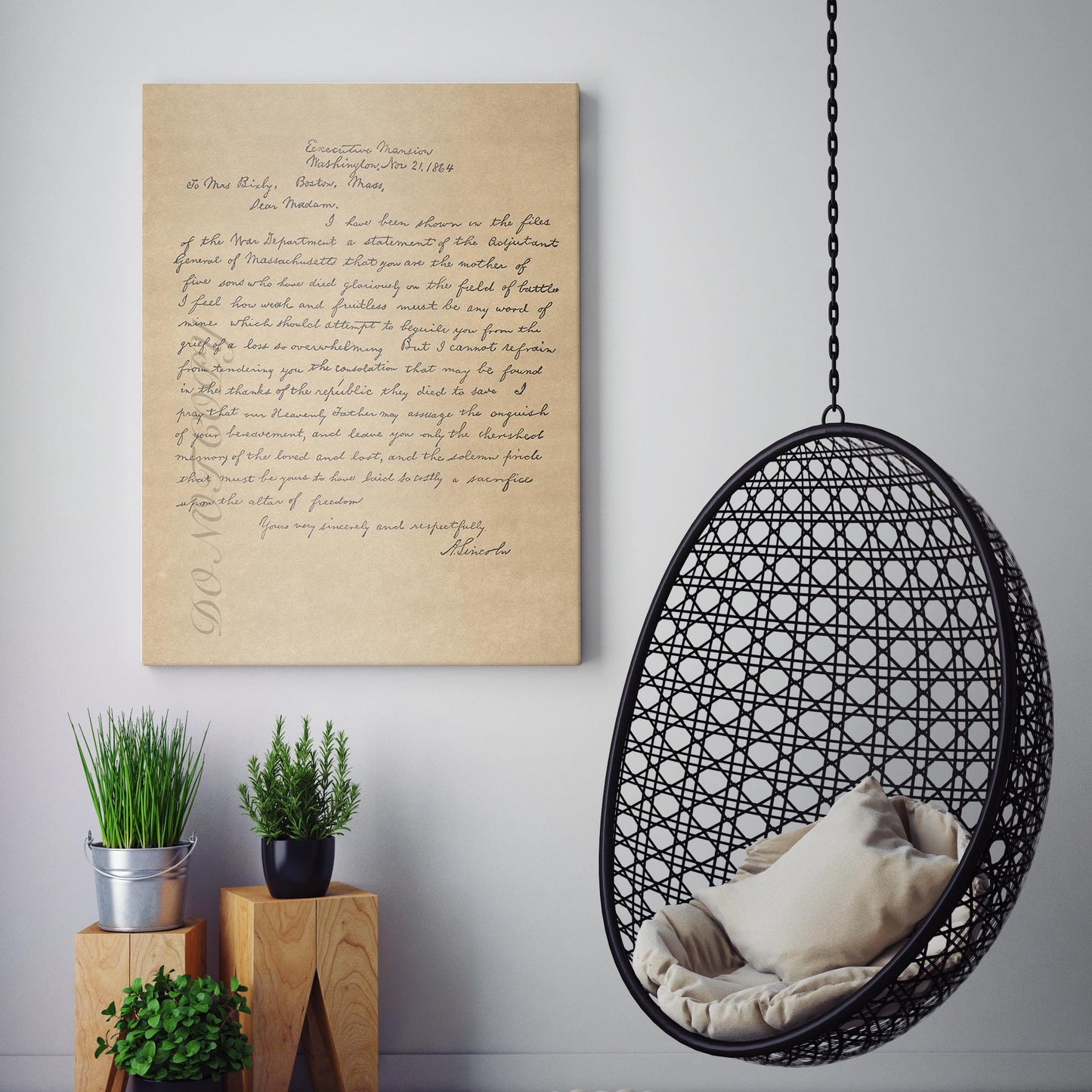 President Lincoln's Letter of Condolence to Mrs. Bixby, Civil War 1800s