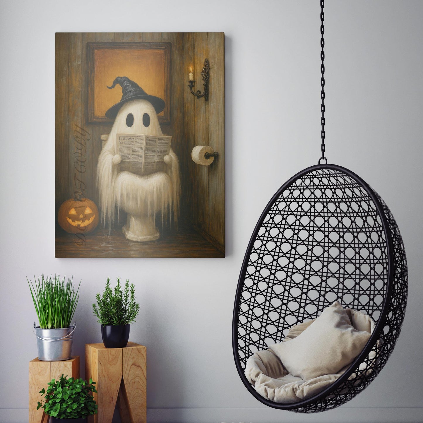 Ghost Reading The Newspaper On The Toilet