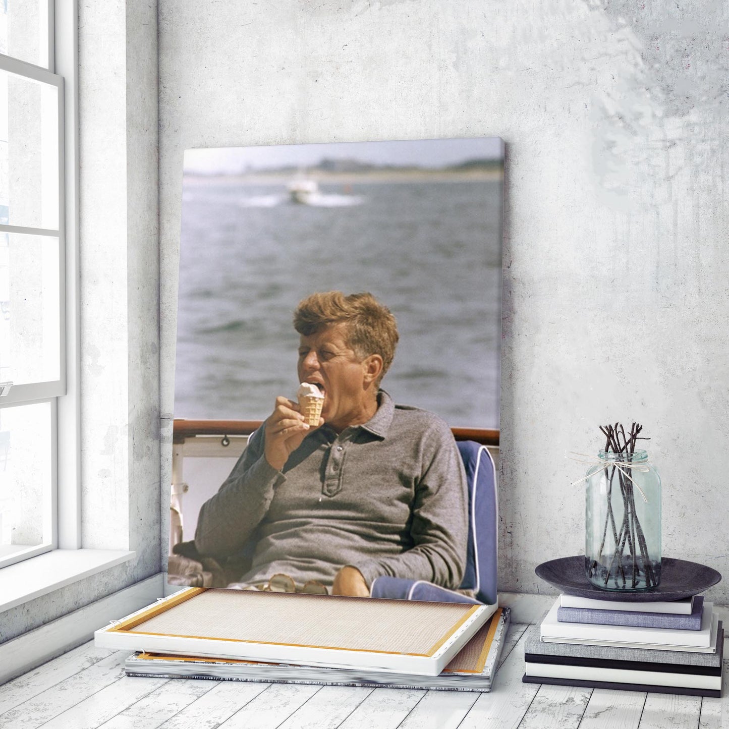 John F Kennedy (JFK) Enjoying An Ice Cream