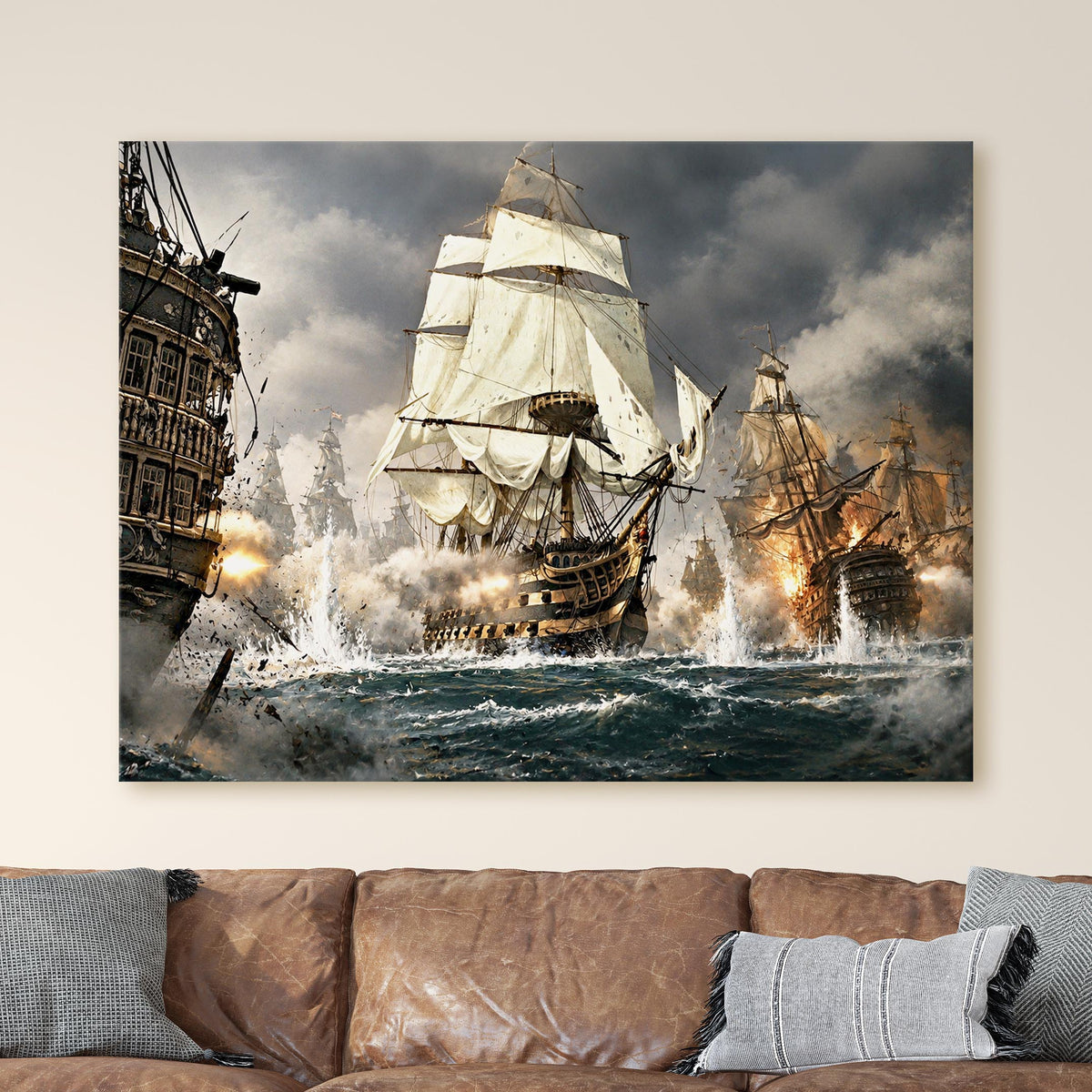 The Royal Navy Battling the French & Spanish Fleet off Cape Trafalgar, 1805