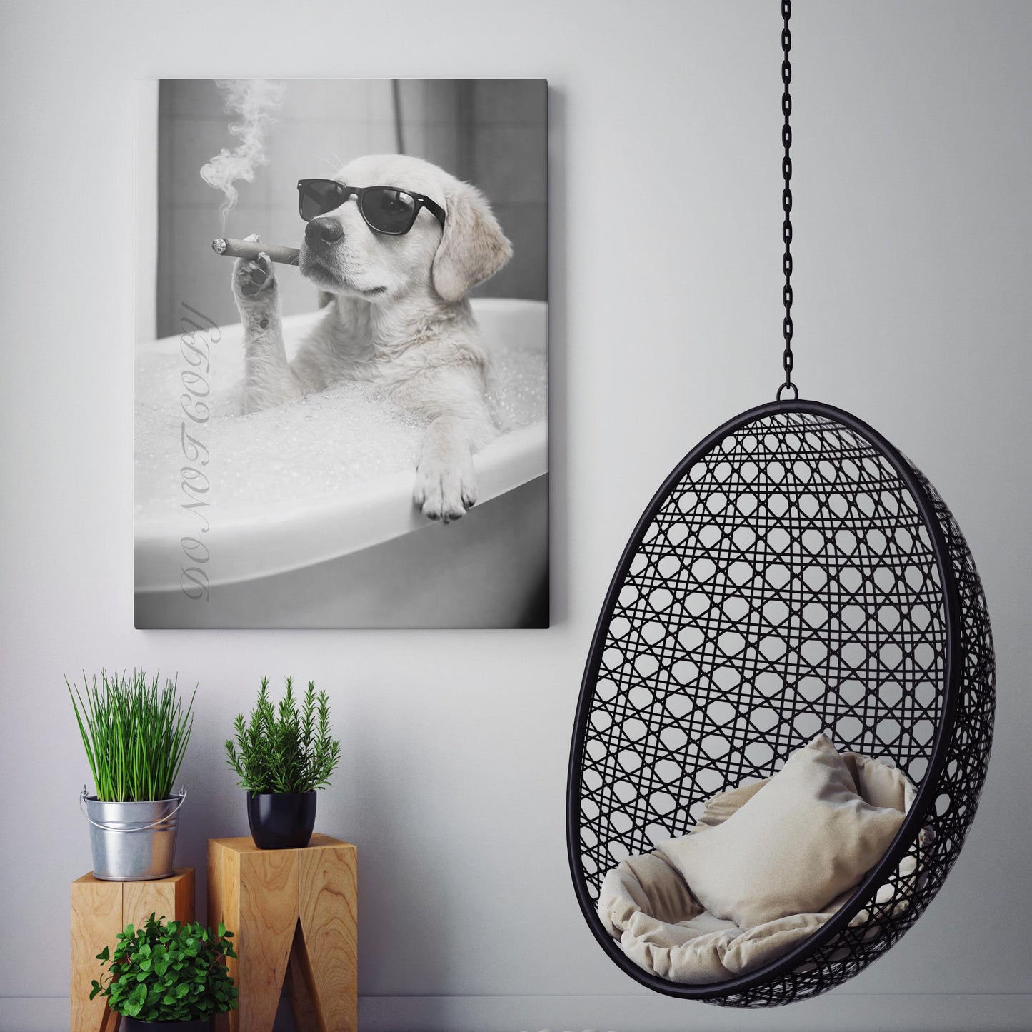 Yellow Labrador Dog Bathtub Cigar