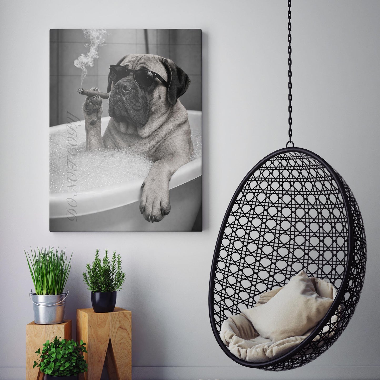 Mastiff Dog Bathtub Cigar