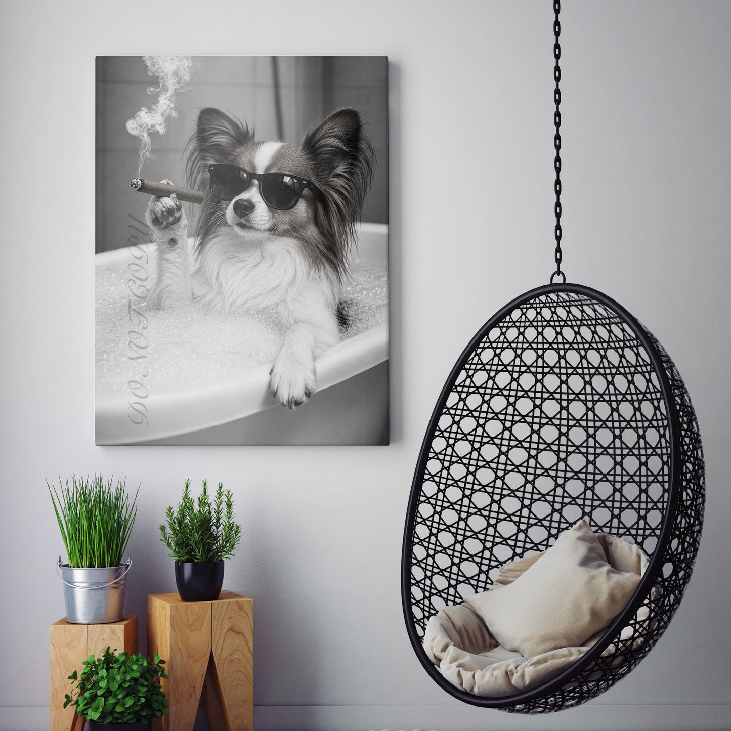 Papillon Dog Bathtub Cigar