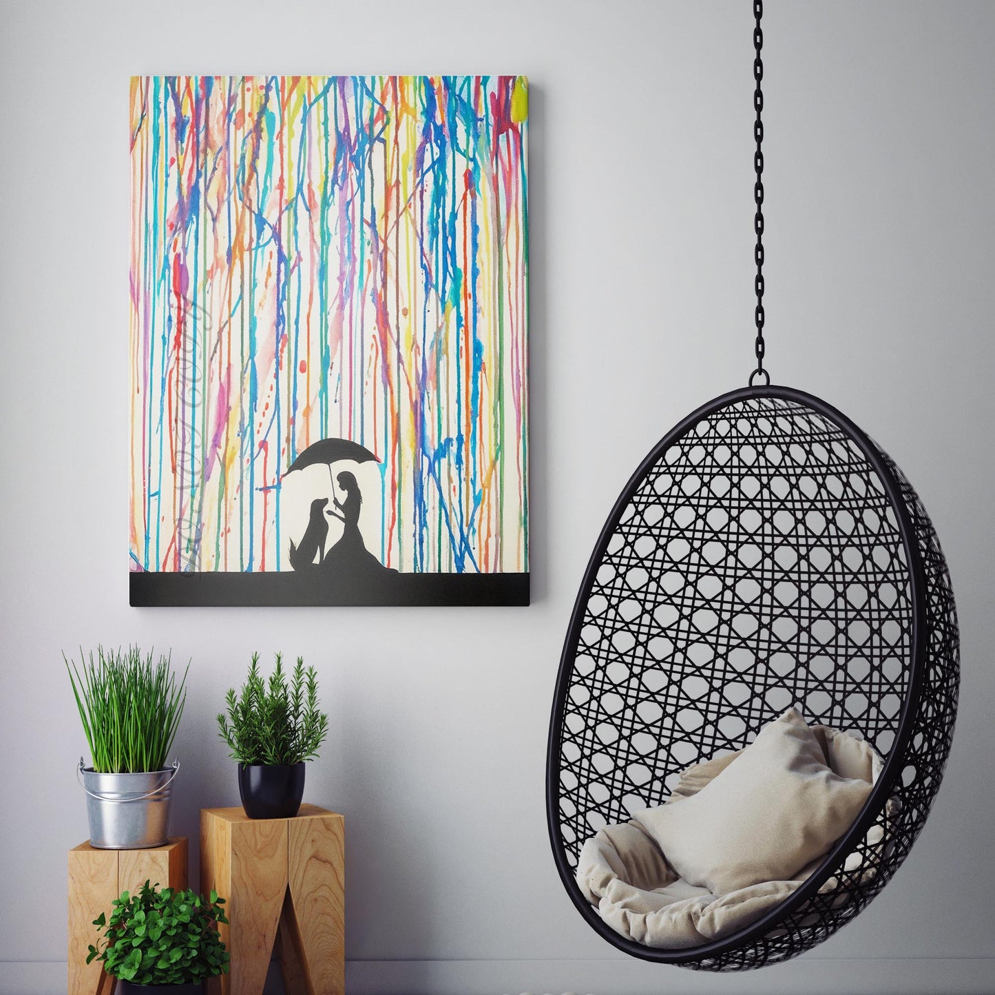 Colored Rain Dog Banksy Graffiti